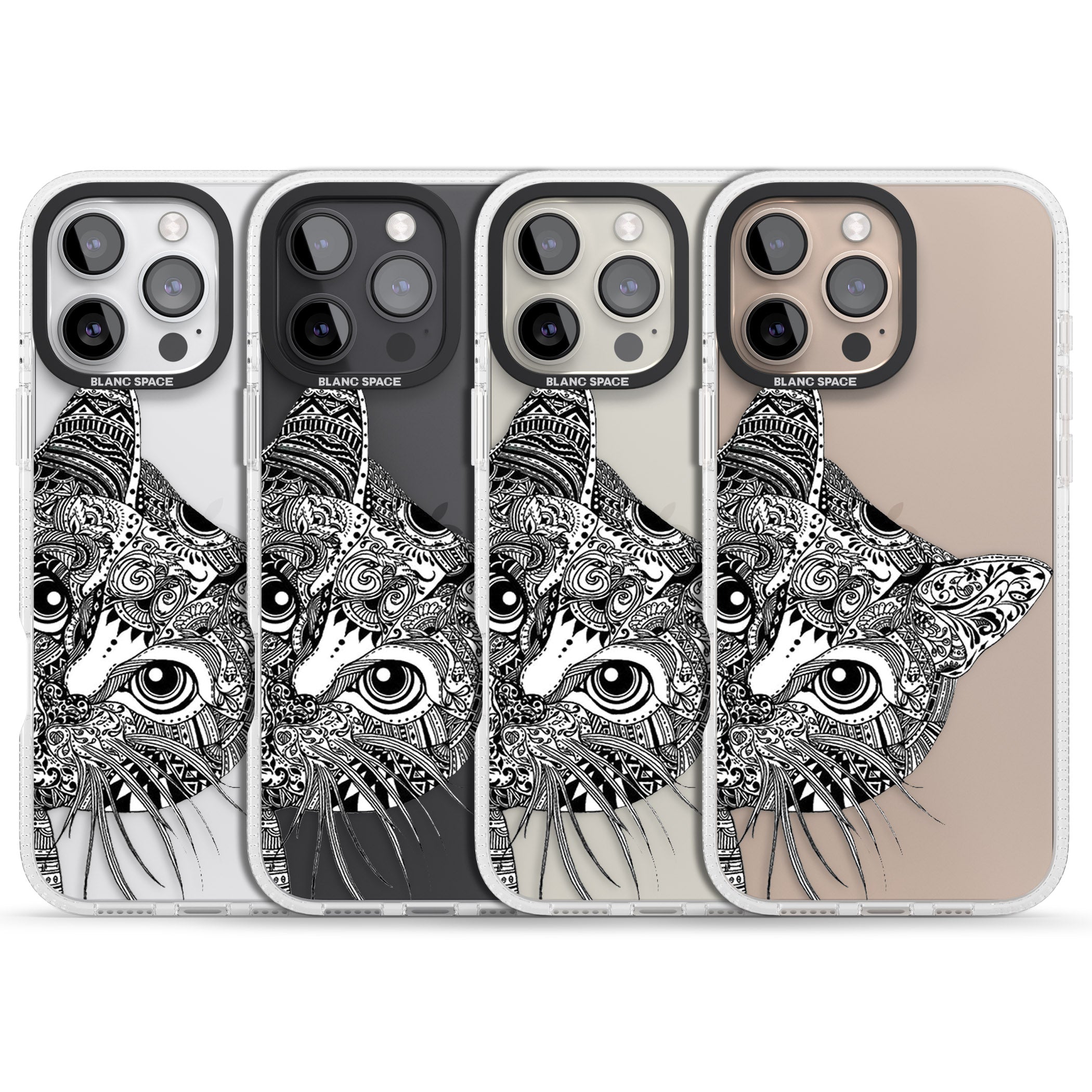 Henna Cat iPhone 16 Pro Max / 16 Pro Clear Case Impact Air - Blanc Space