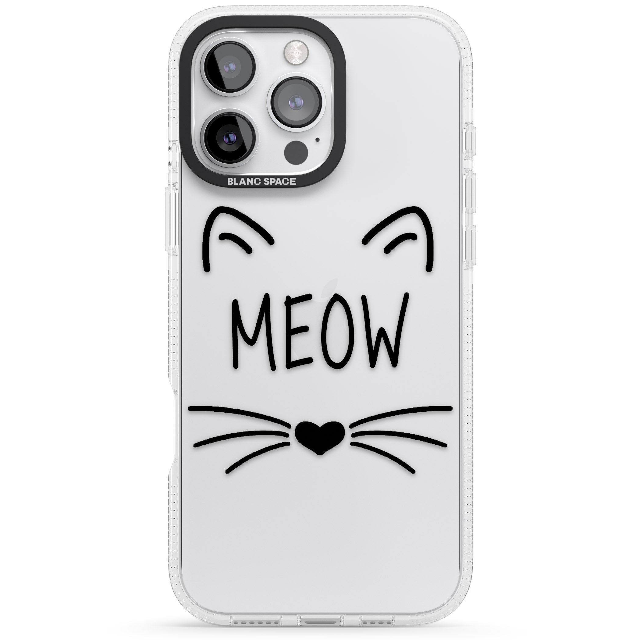 Cat Whiskers iPhone 16 Pro Max / 16 Pro Clear Case Impact Air - Blanc Space