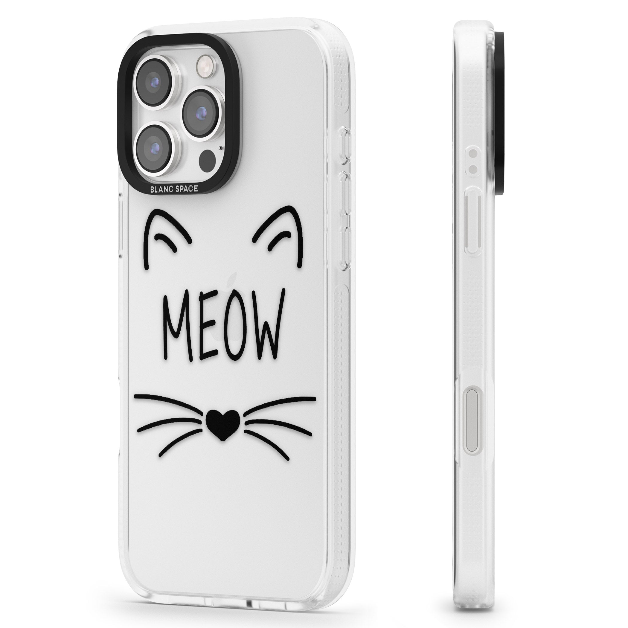 Cat Whiskers iPhone 16 Pro Max / 16 Pro Clear Case Impact Air - Blanc Space