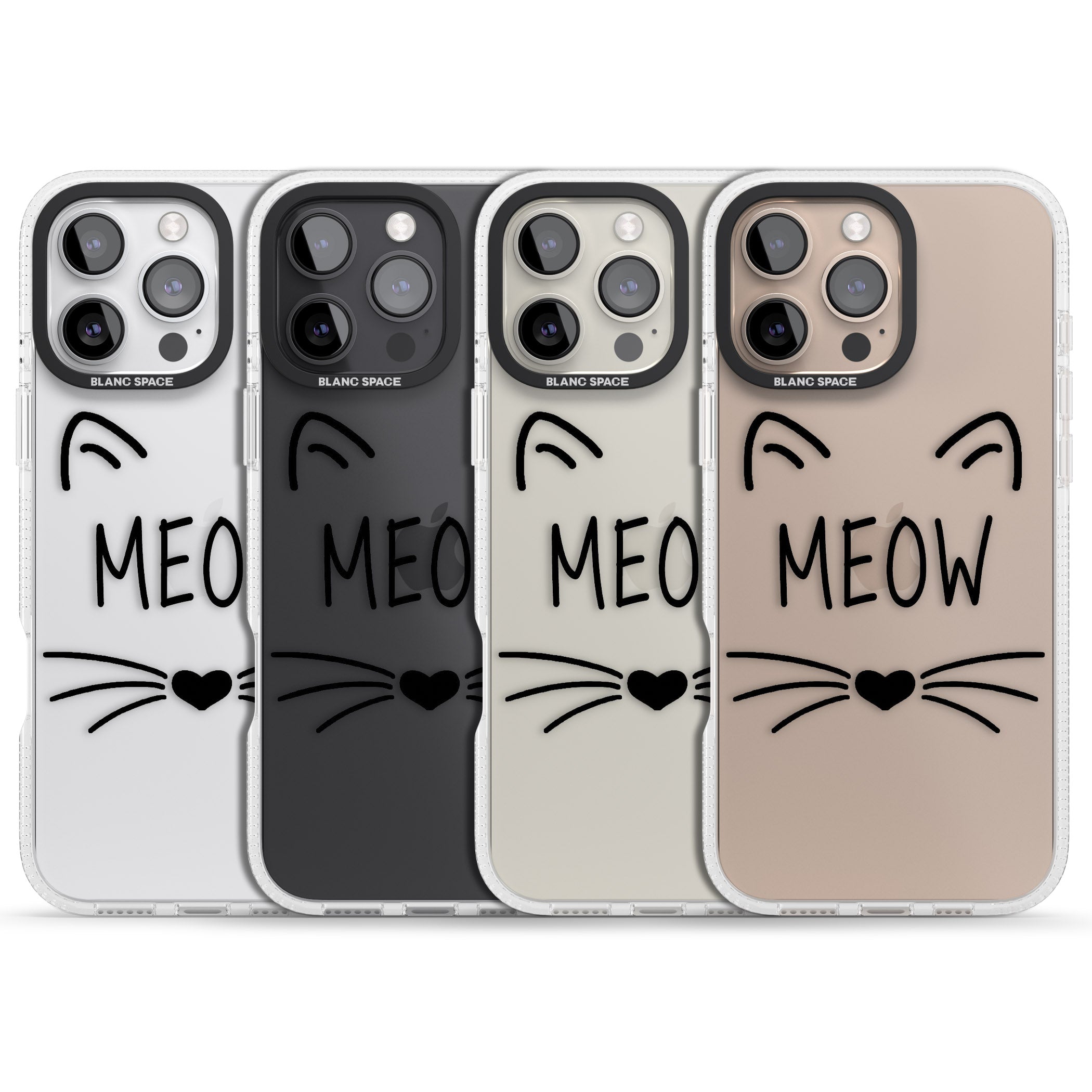 Cat Whiskers iPhone 16 Pro Max / 16 Pro Clear Case Impact Air - Blanc Space
