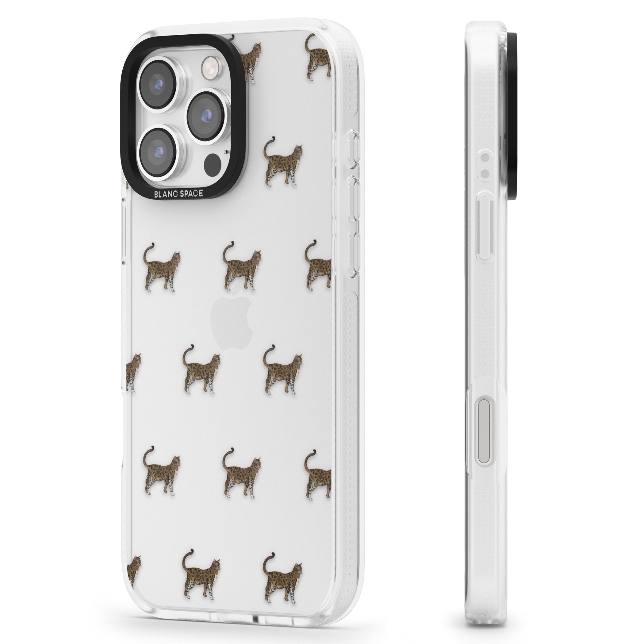 Bengal Cat Pattern iPhone 16 Pro Max / 16 Pro Clear Case Impact Air - Blanc Space