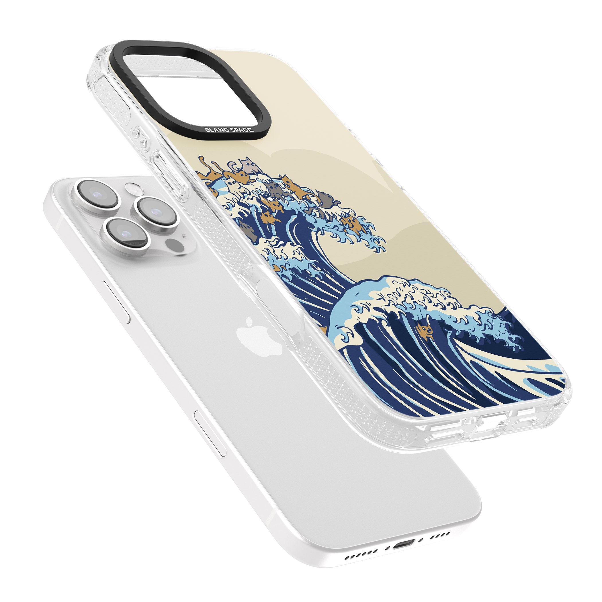 The Great Cat Wave iPhone 16 Pro Max / 16 Pro Clear Case Impact Air - Blanc Space