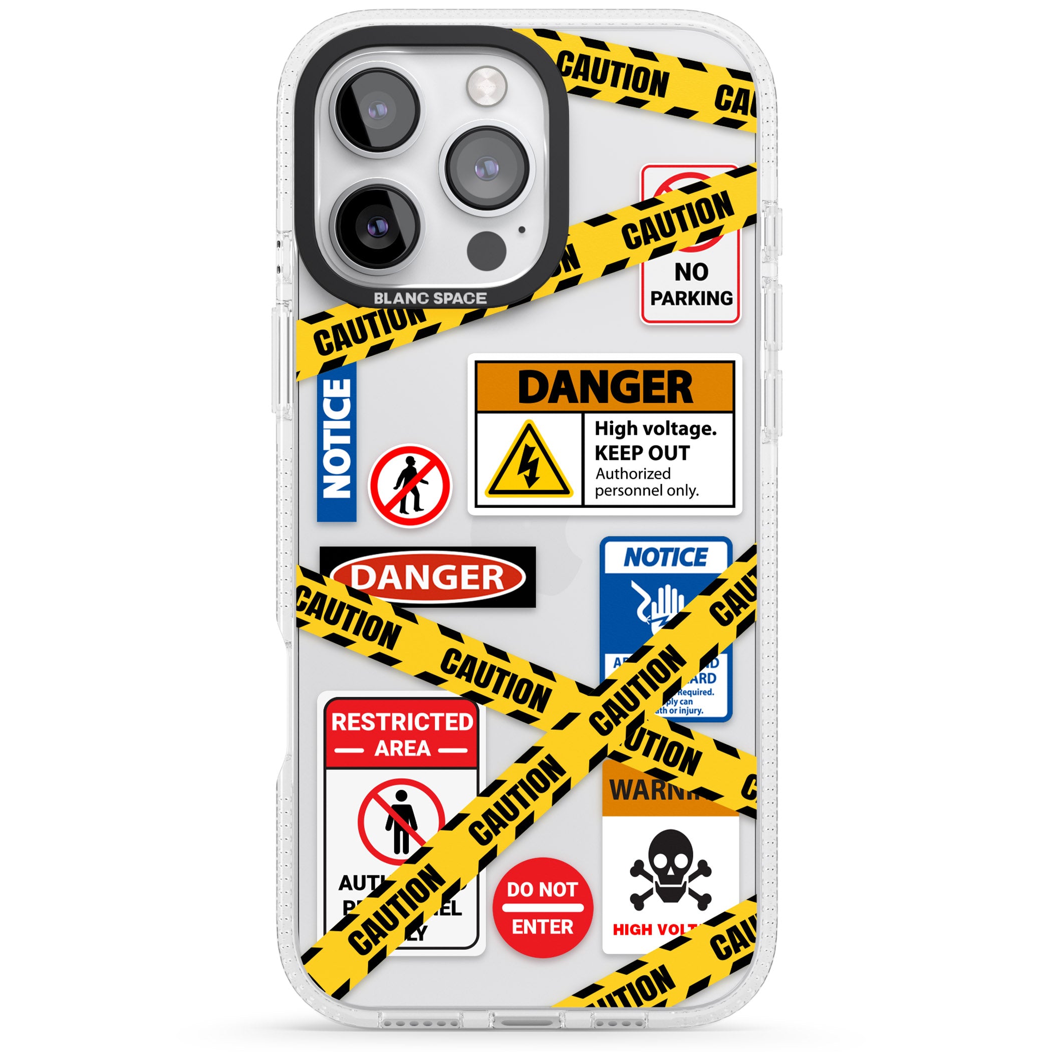 CAUTION iPhone 16 Pro Max / 16 Pro Clear Case Impact Air - Blanc Space