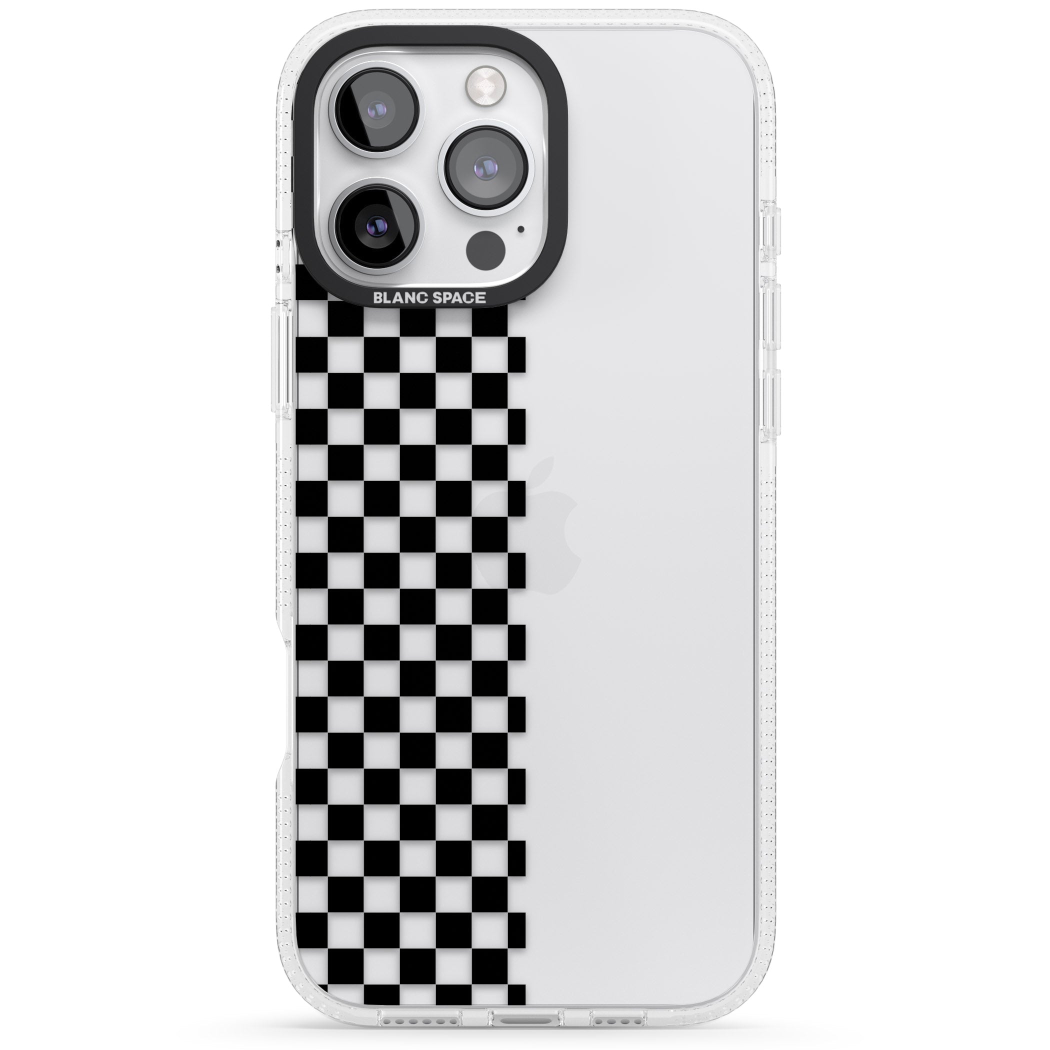 Checker: Half Black Check on Clear iPhone 16 Pro Max / 16 Pro Clear Case Impact Air - Blanc Space