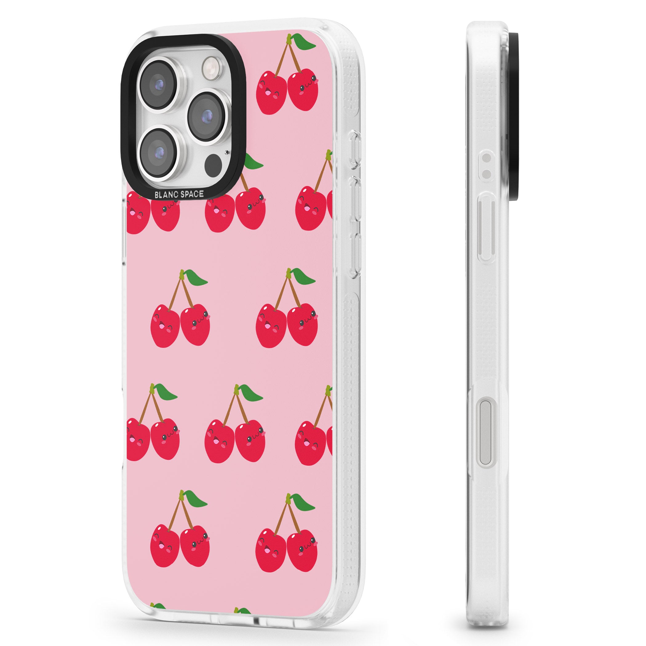 Cheeky Cherry iPhone 16 Pro Max / 16 Pro Clear Case Impact Air - Blanc Space