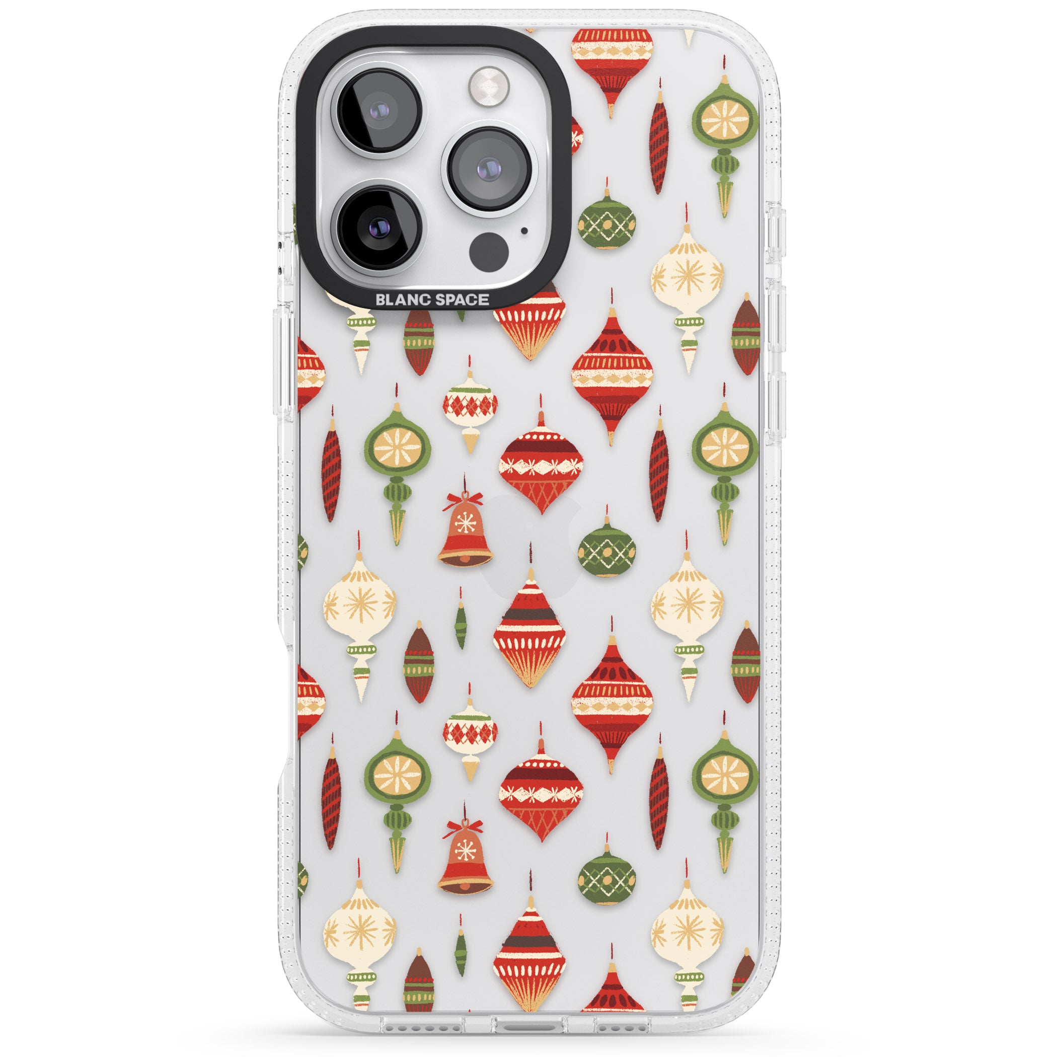 Christmas Baubles Pattern iPhone 16 Pro Max / 16 Pro Clear Case Impact Air - Blanc Space