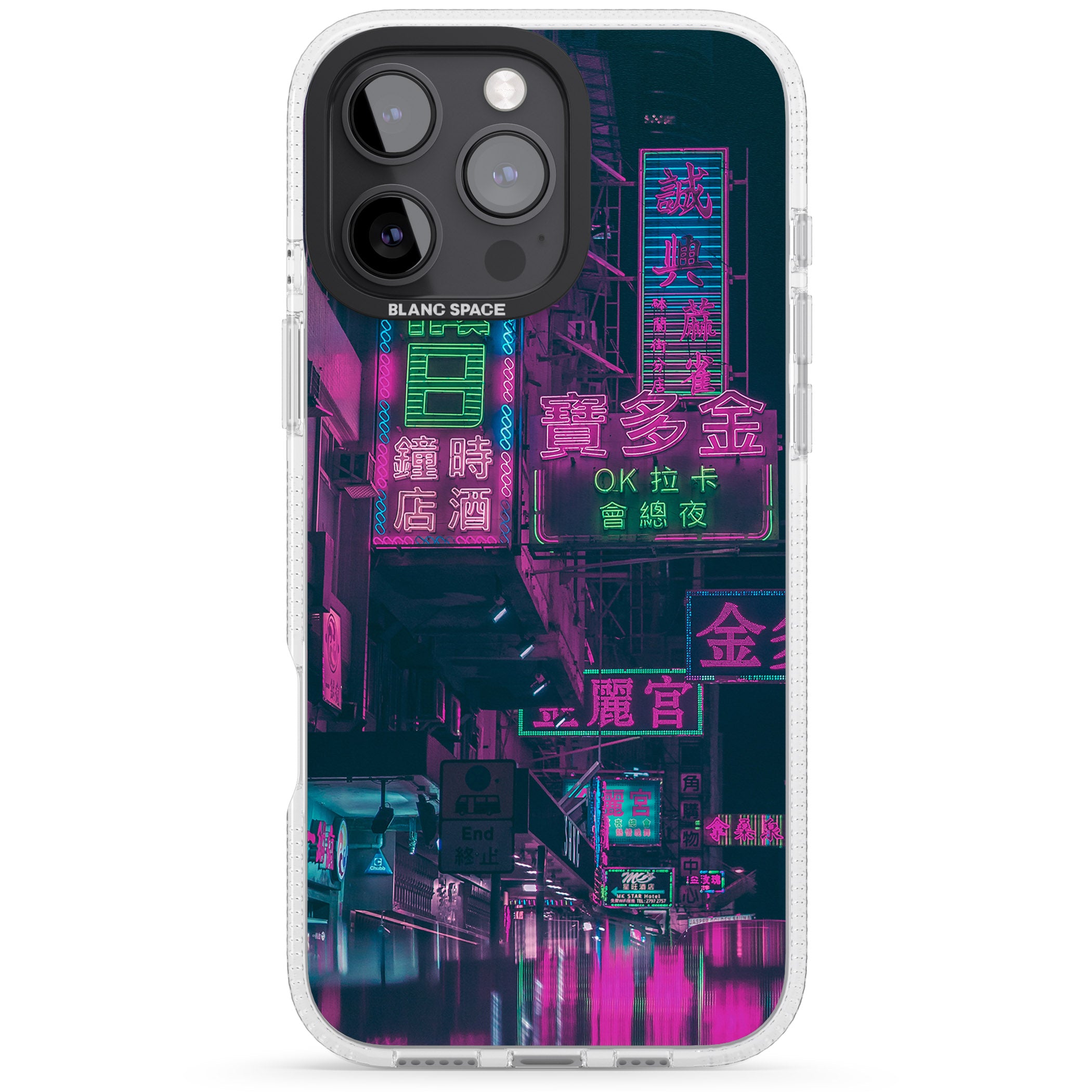 Rainy Reflections - Neon Cities Photographs iPhone 16 Pro Max / 16 Pro Clear Case Impact Air - Blanc Space