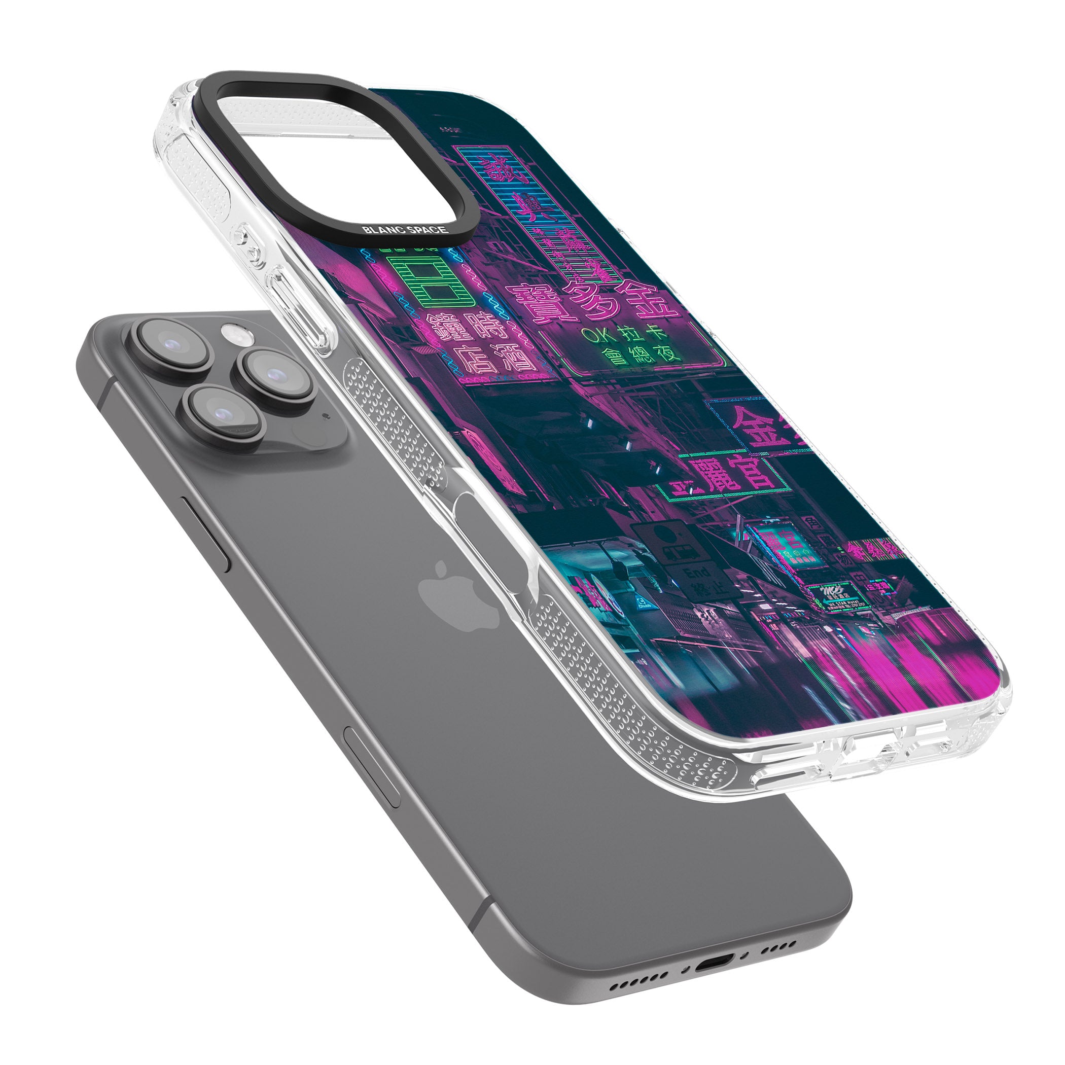 Rainy Reflections - Neon Cities Photographs iPhone 16 Pro Max / 16 Pro Clear Case Impact Air - Blanc Space