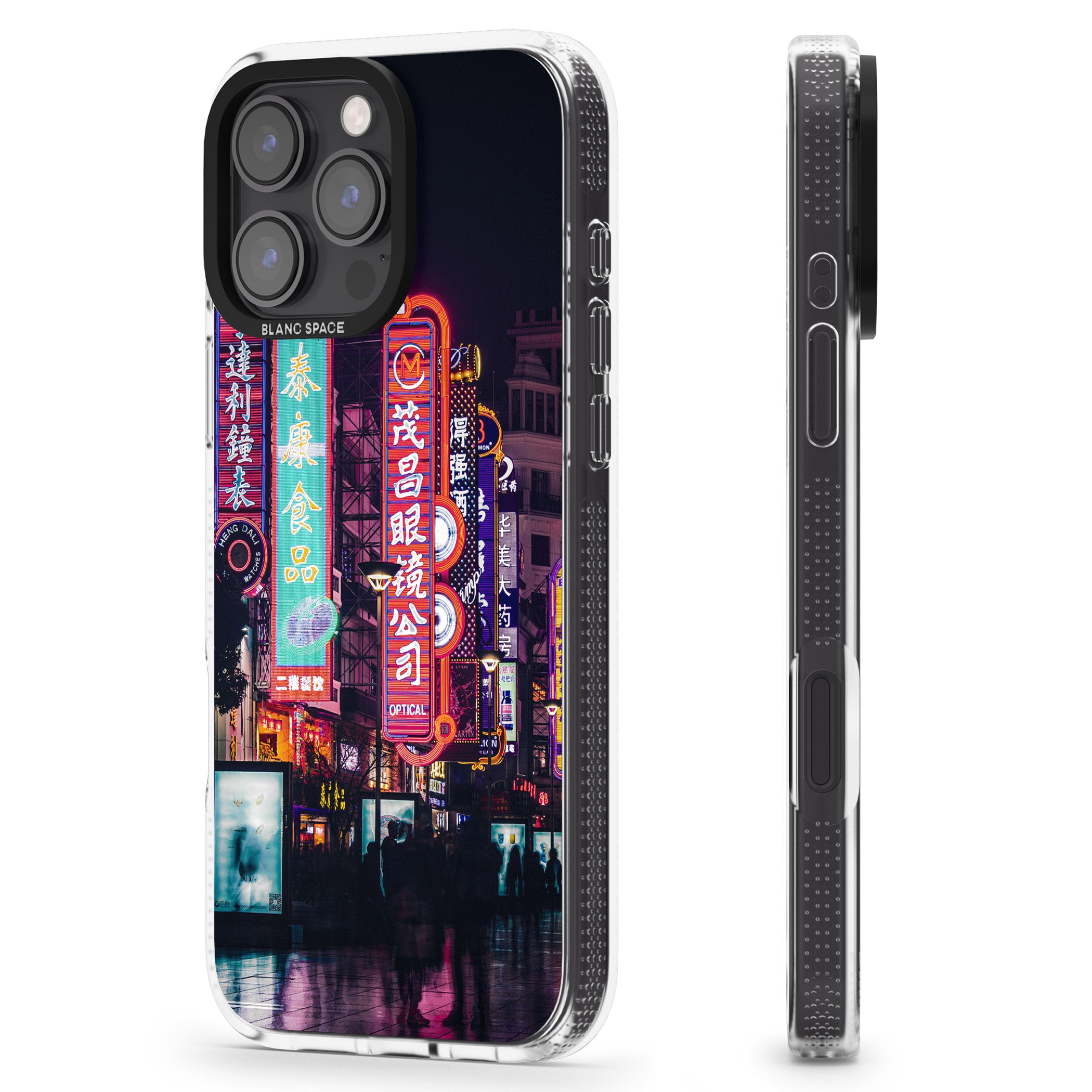 Busy Street - Neon Cities Photographs iPhone 16 Pro Max / 16 Pro Clear Case Impact Air - Blanc Space