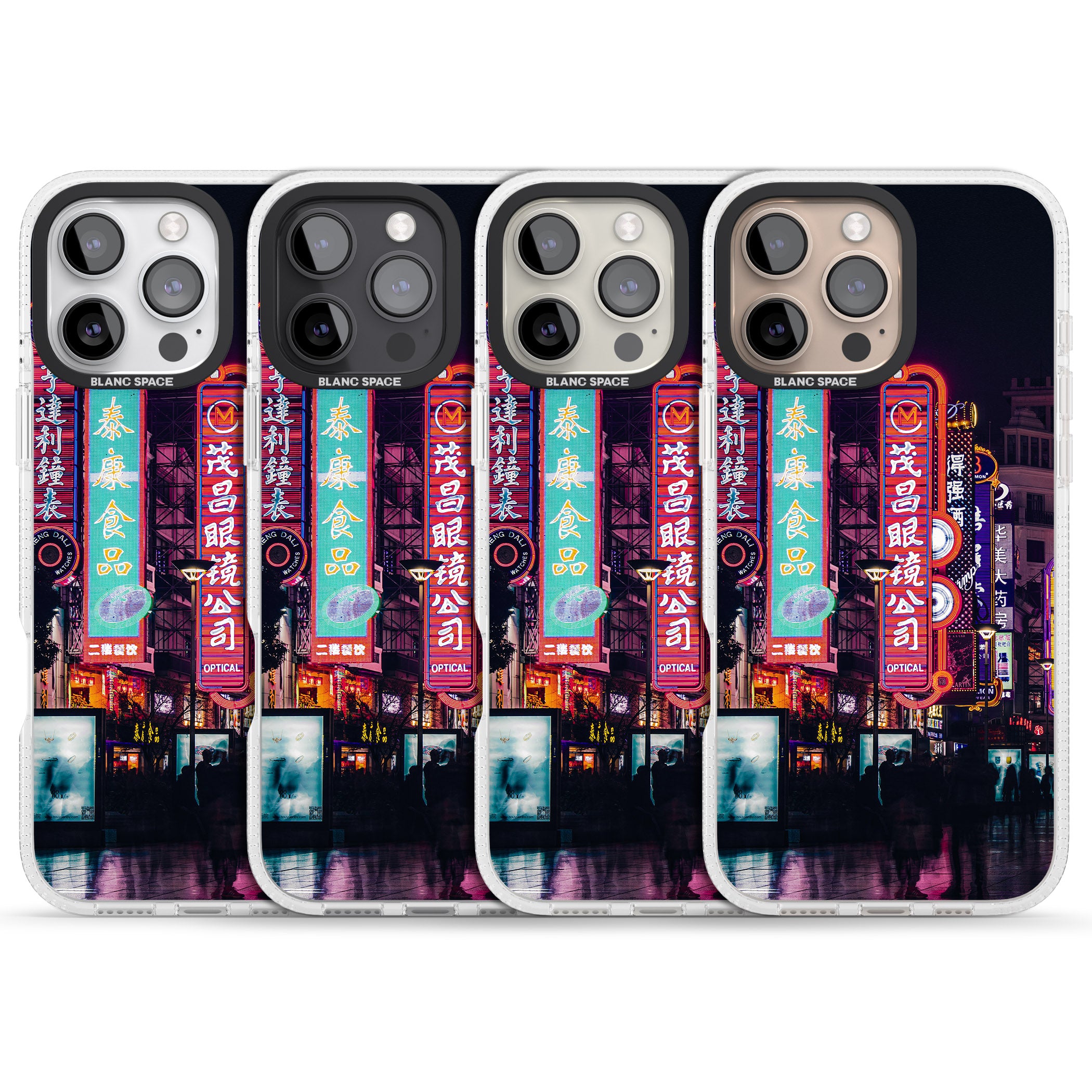 Busy Street - Neon Cities Photographs iPhone 16 Pro Max / 16 Pro Clear Case Impact Air - Blanc Space