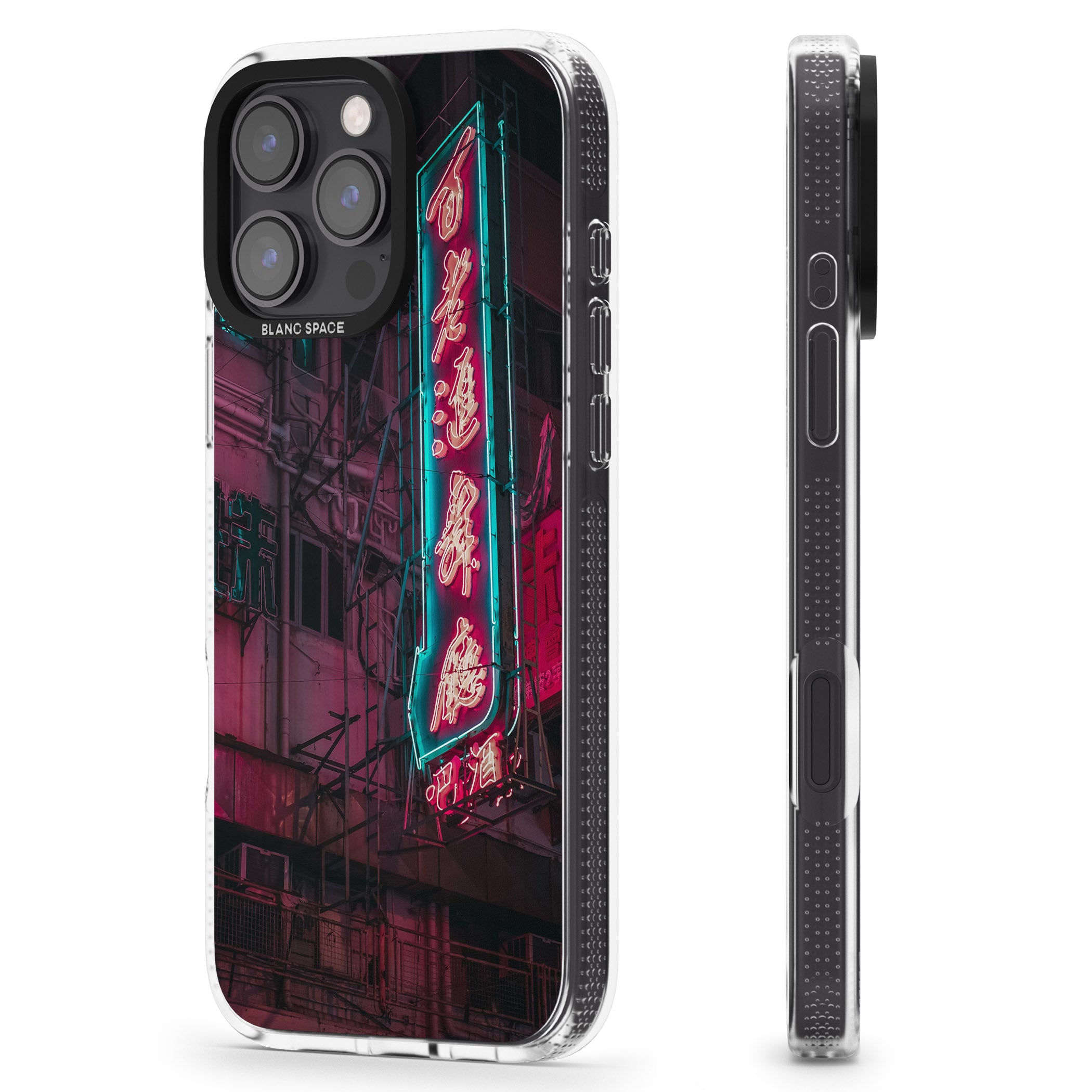 Large Kanji Sign - Neon Cities Photographs iPhone 16 Pro Max / 16 Pro Clear Case Impact Air - Blanc Space