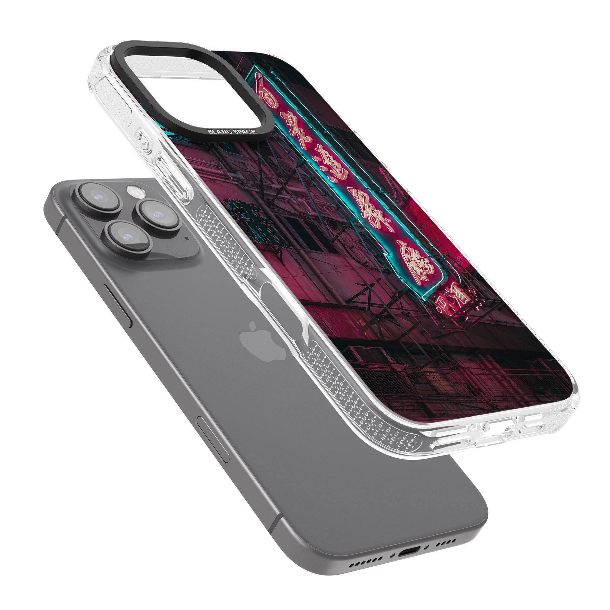 Large Kanji Sign - Neon Cities Photographs iPhone 16 Pro Max / 16 Pro Clear Case Impact Air - Blanc Space