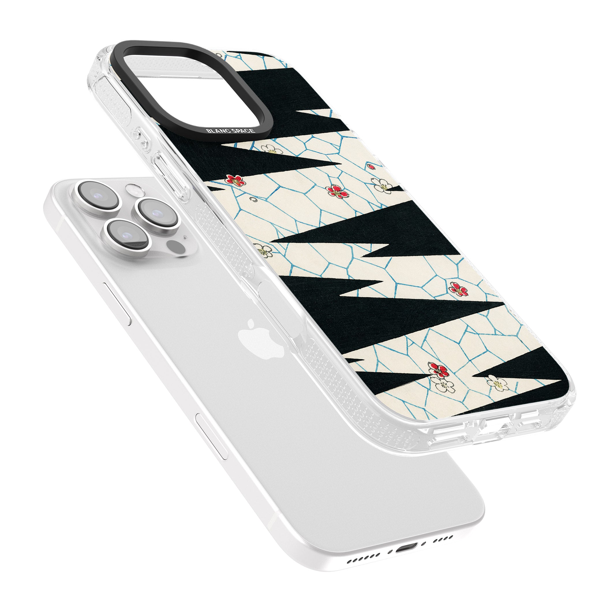 Japanese Flowers by Bijutsu Sekai iPhone 16 Pro Max / 16 Pro Clear Case Impact Air - Blanc Space