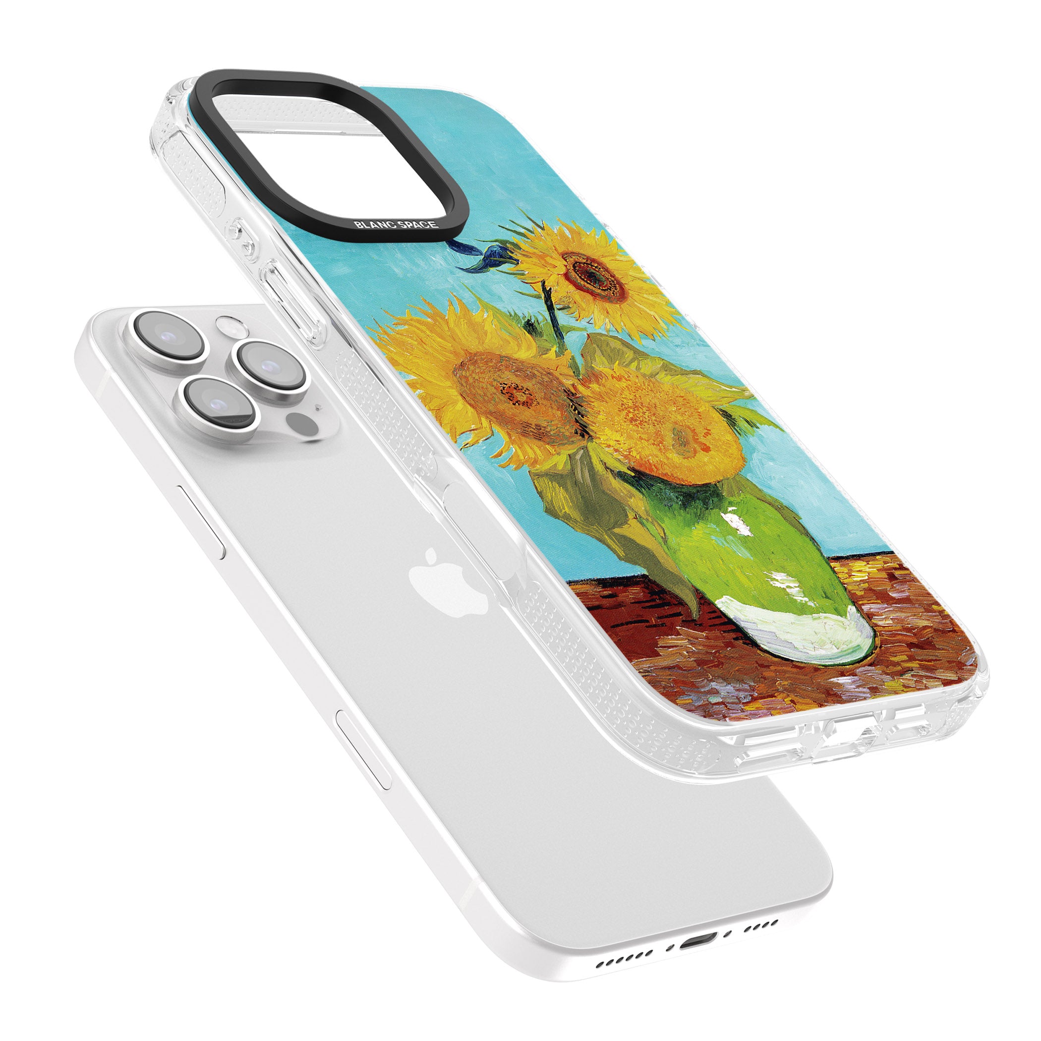 Vase with Three Sunflowers iPhone 16 Pro Max / 16 Pro Clear Case Impact Air - Blanc Space
