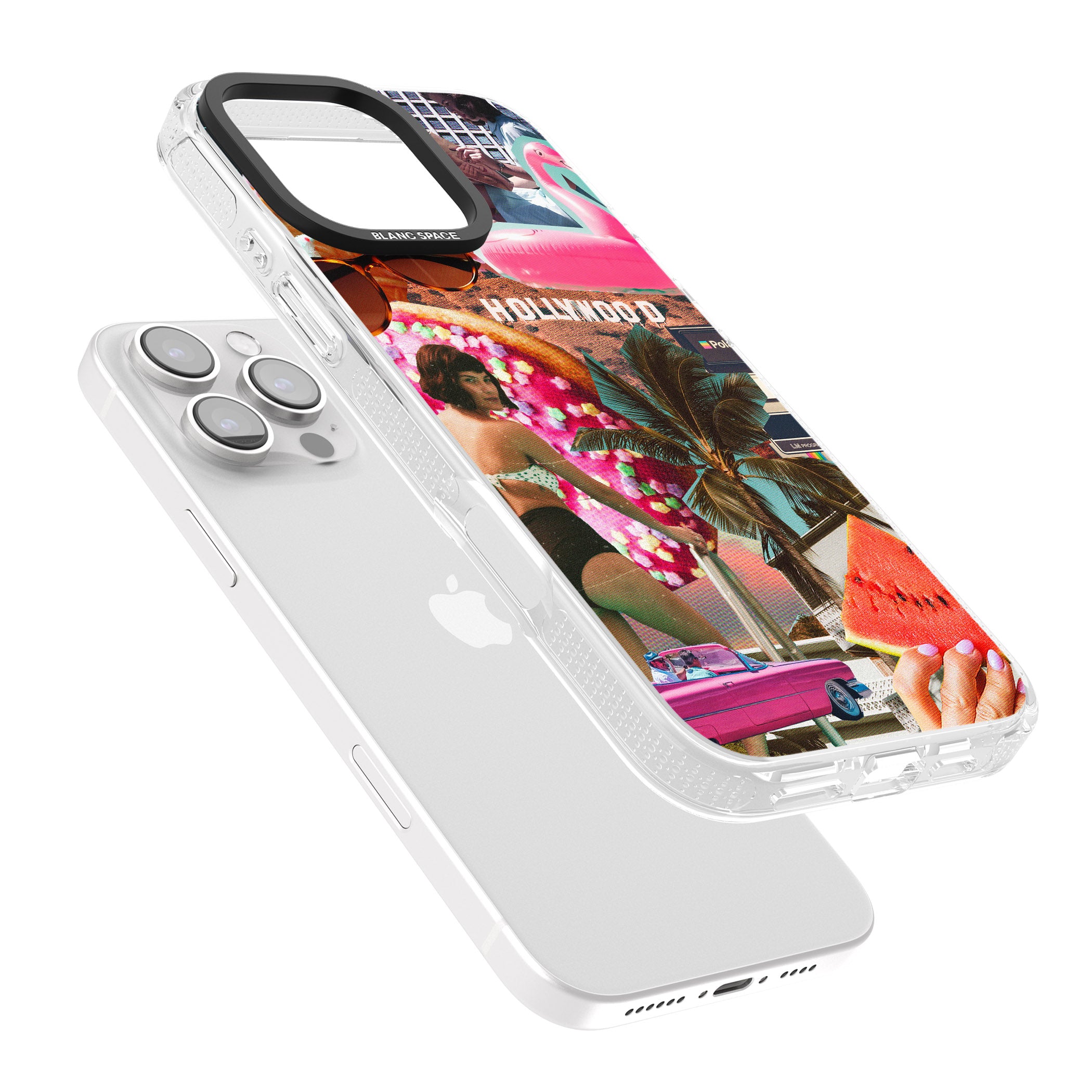 Vintage Collage: Hollywood Mix iPhone 16 Pro Max / 16 Pro Clear Case Impact Air - Blanc Space