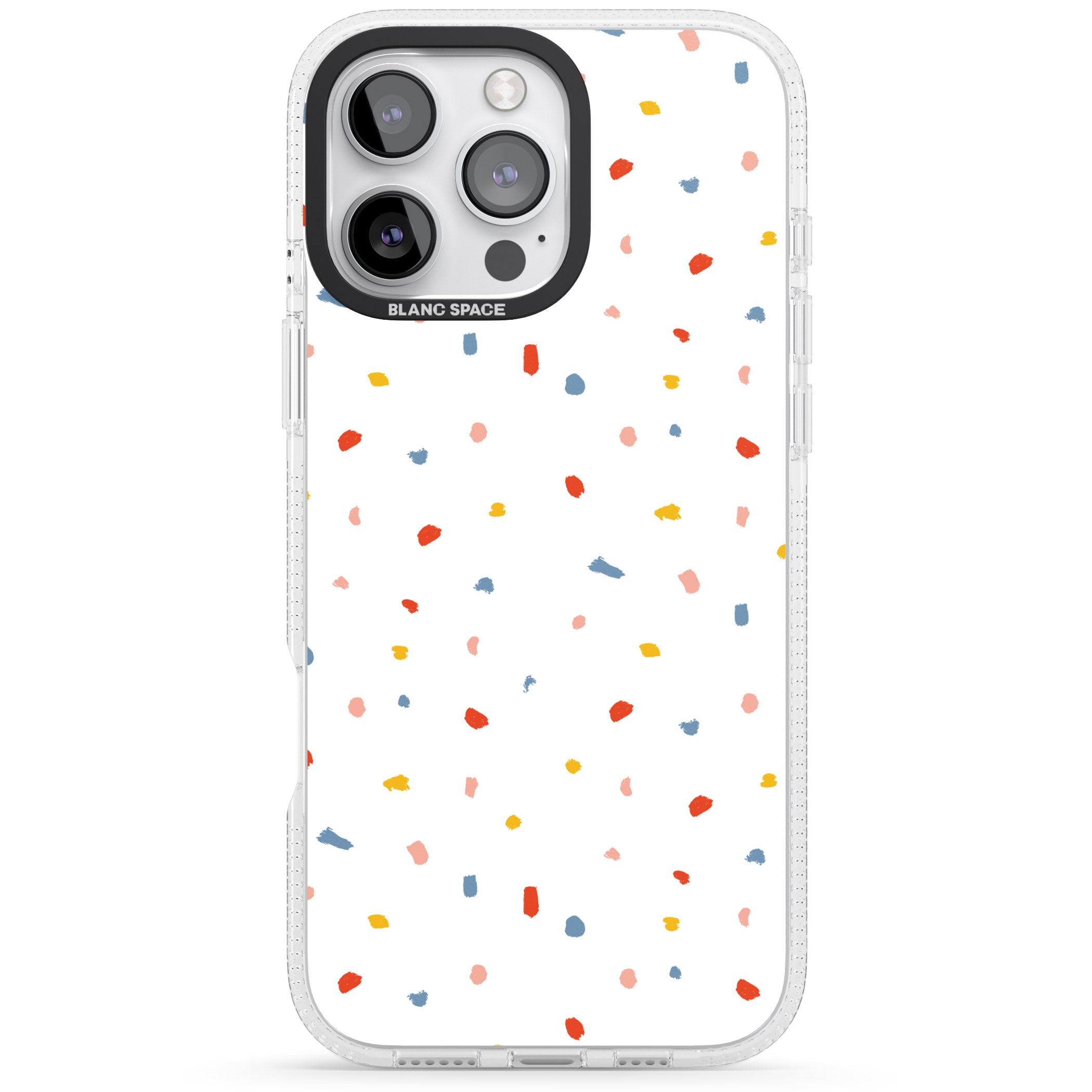 Confetti Print on Solid White iPhone 16 Pro Max / 16 Pro Clear Case Impact Air - Blanc Space