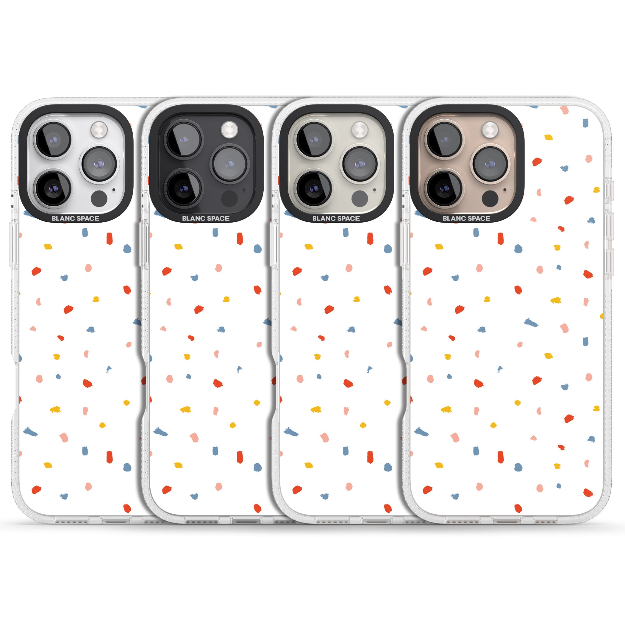 Confetti Print on Solid White iPhone 16 Pro Max / 16 Pro Clear Case Impact Air - Blanc Space