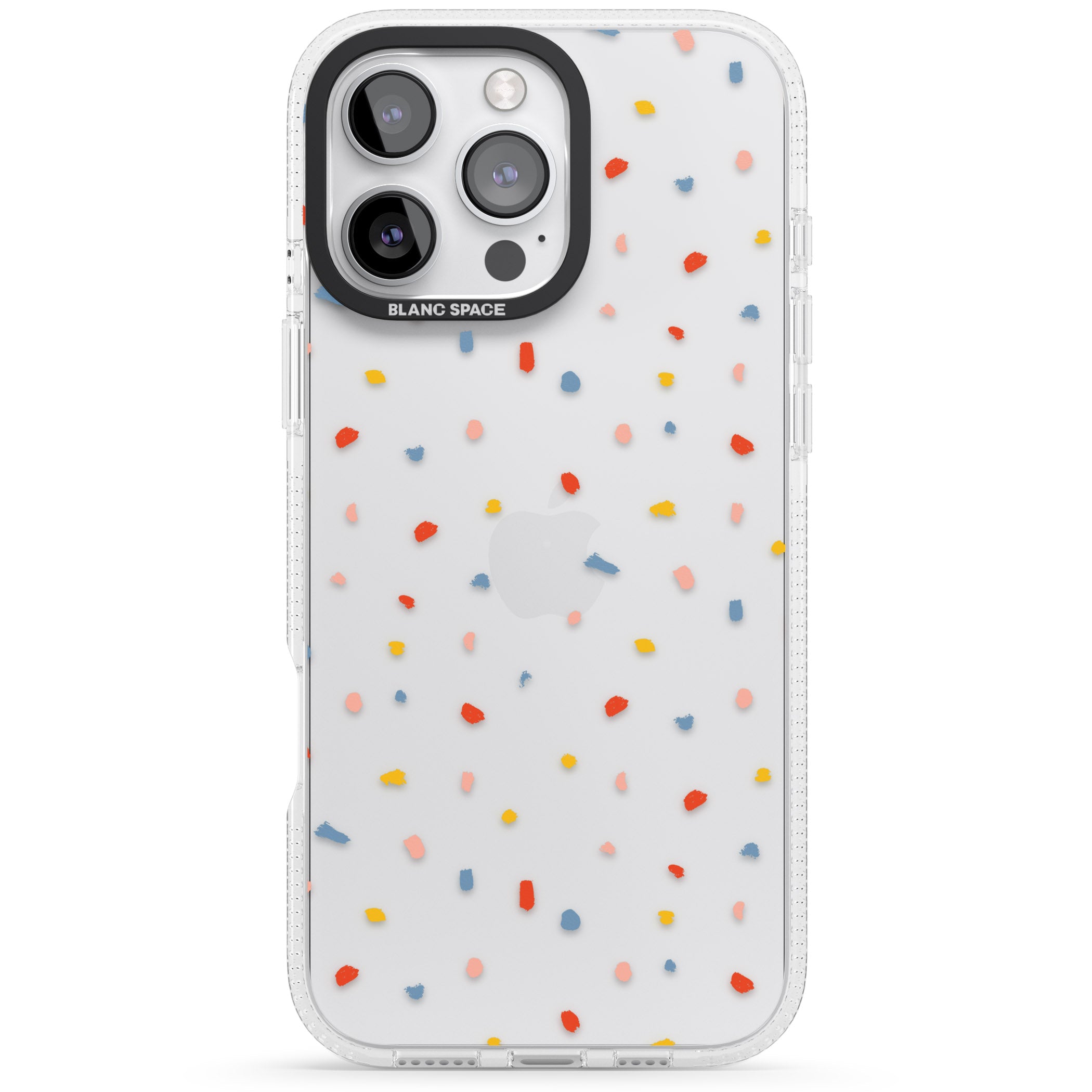 Small Confetti Print Clear iPhone 16 Pro Max / 16 Pro Clear Case Impact Air - Blanc Space