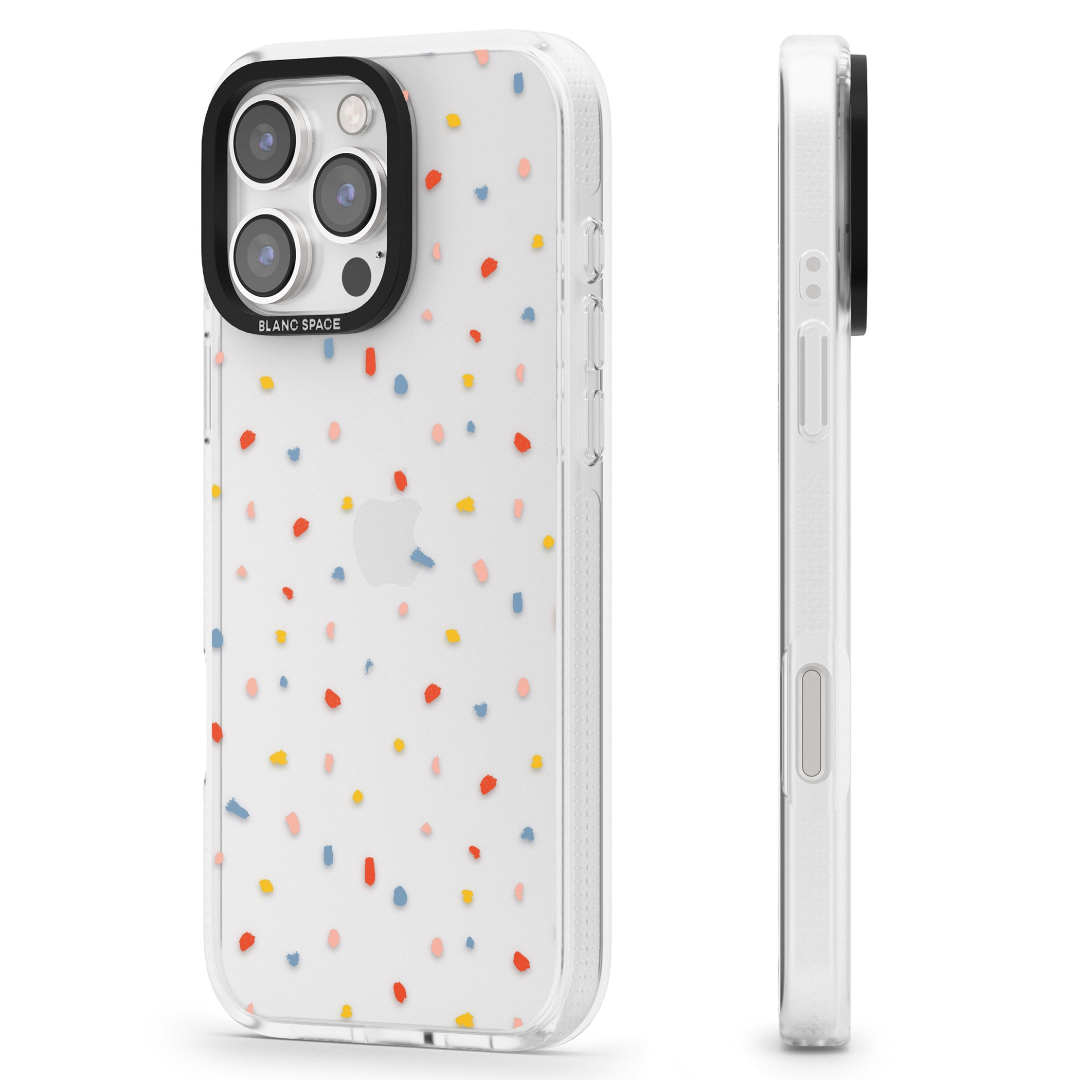 Small Confetti Print Clear iPhone 16 Pro Max / 16 Pro Clear Case Impact Air - Blanc Space