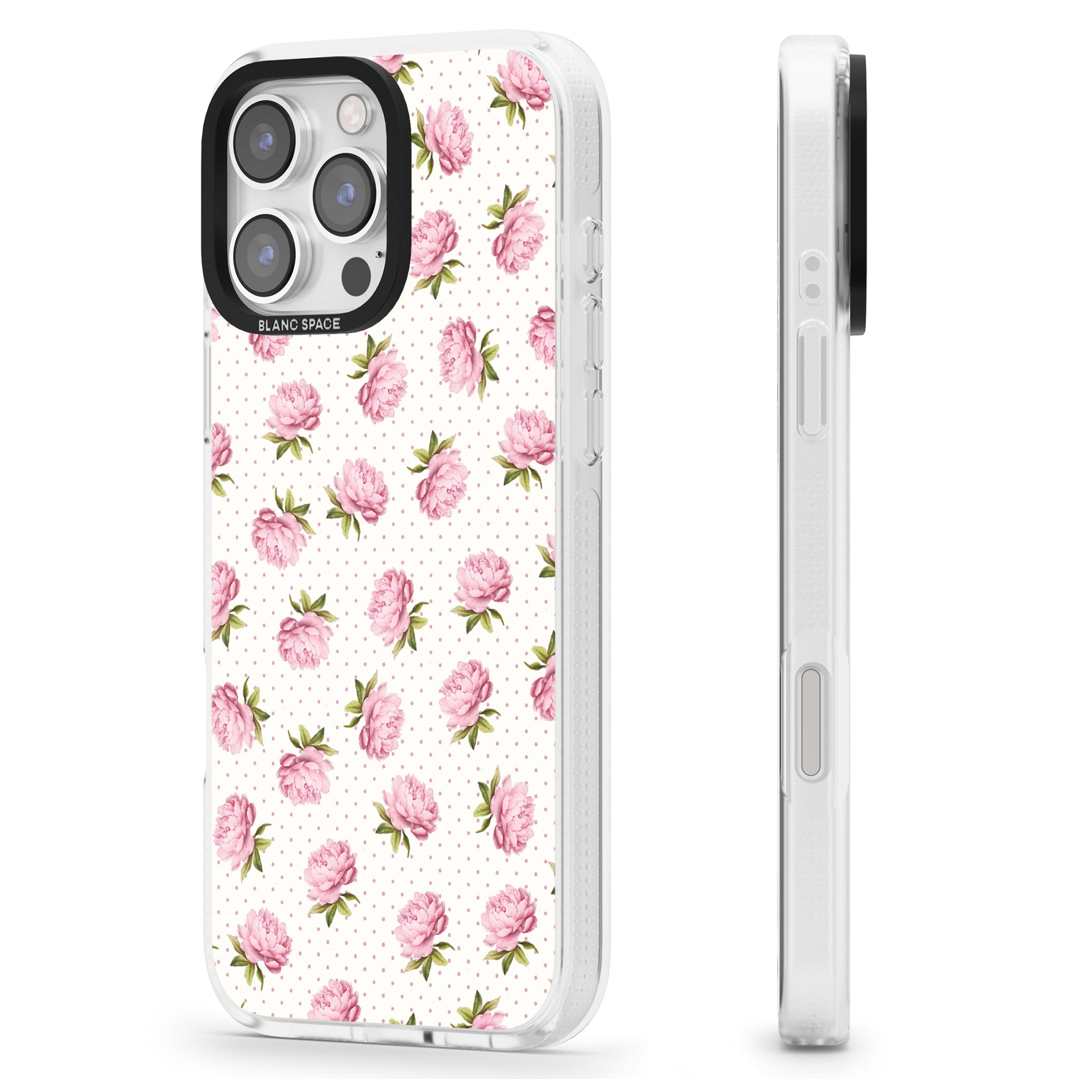 Soft Peonies iPhone 16 Pro Max / 16 Pro Clear Case Impact Air - Blanc Space