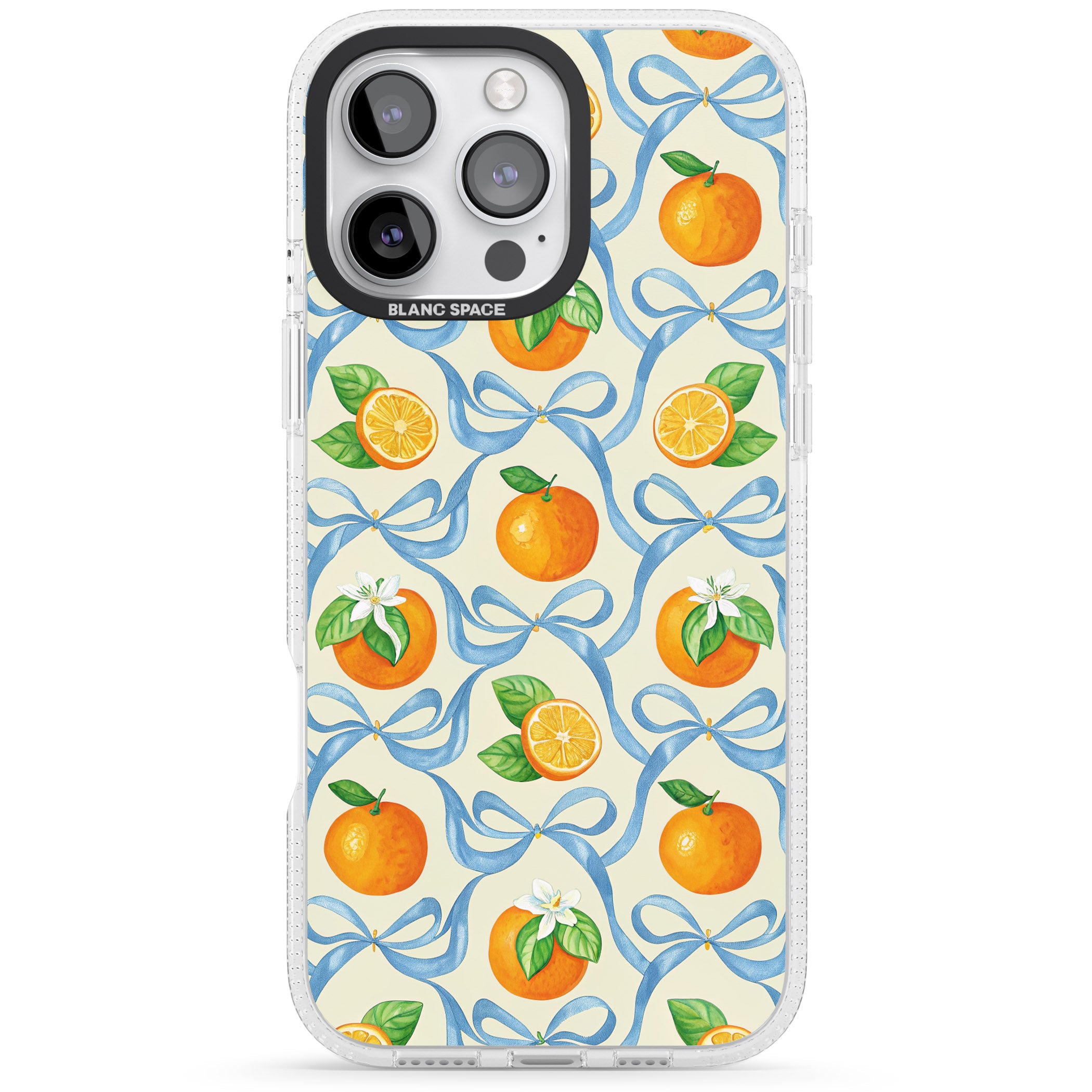 Bows & Clementines iPhone 16 Pro Max / 16 Pro Clear Case Impact Air - Blanc Space