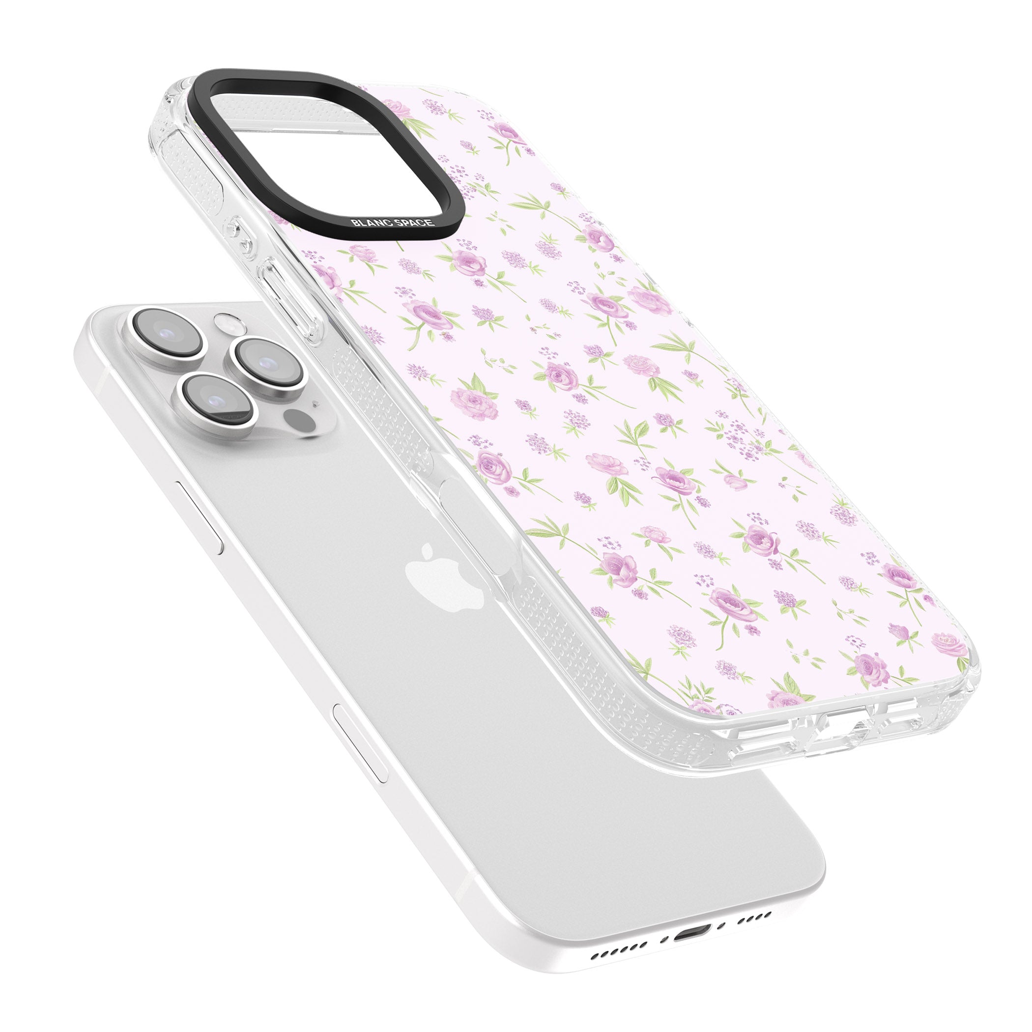 Pink Peonies iPhone 16 Pro Max / 16 Pro Clear Case Impact Air - Blanc Space