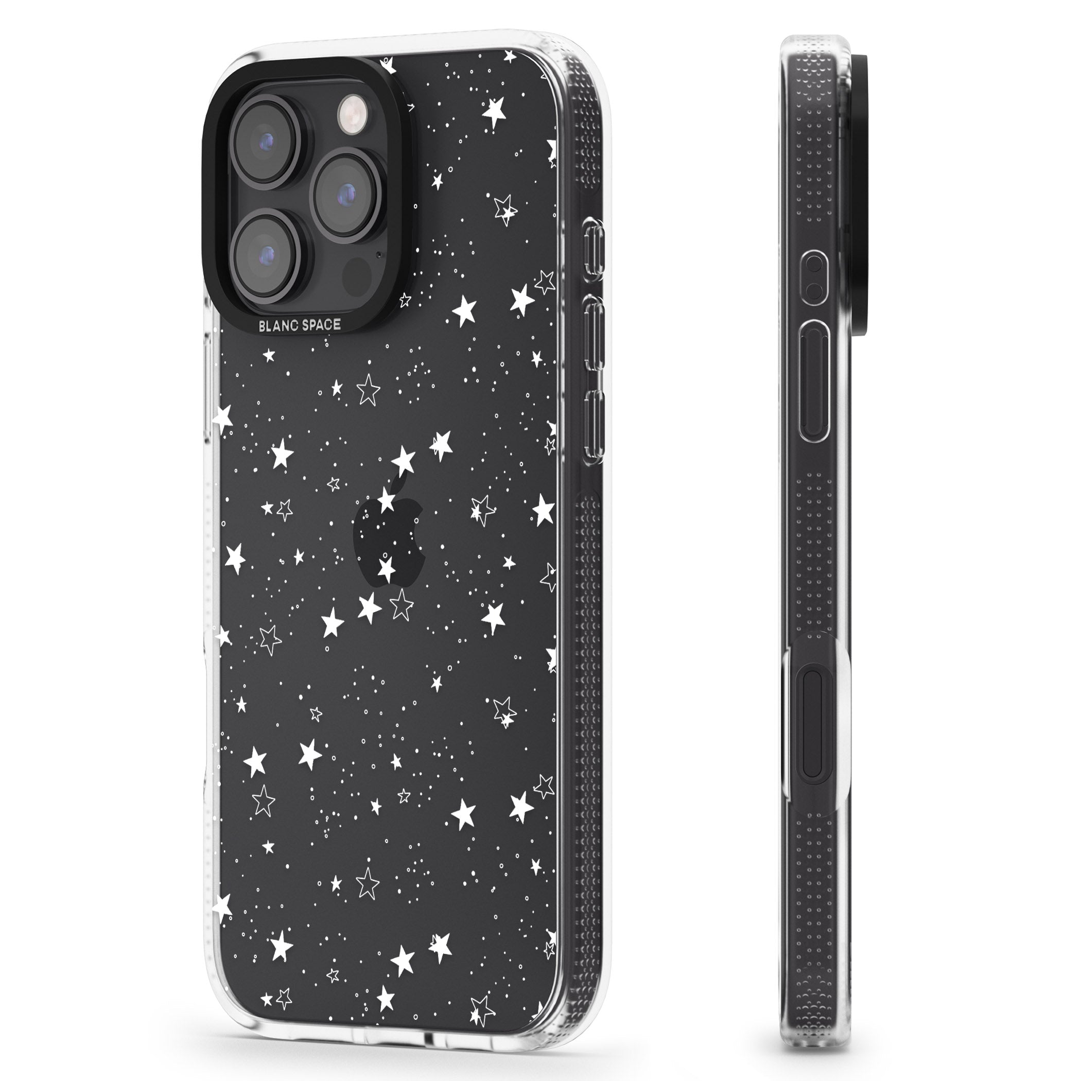 White Stars on Clear iPhone 16 Pro Max / 16 Pro Clear Case Impact Air - Blanc Space