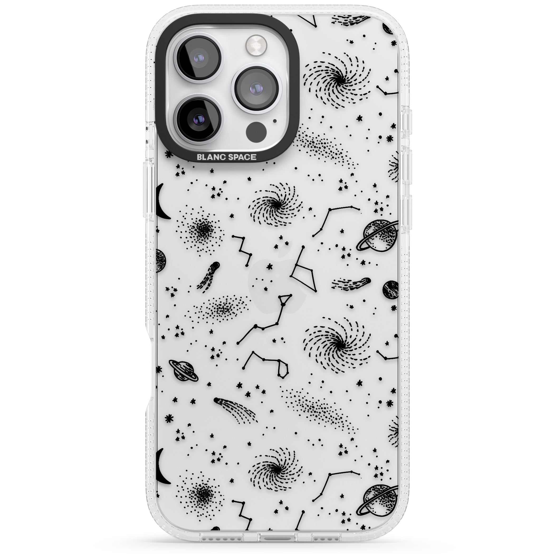 Mixed Galaxy Pattern iPhone 16 Pro Max / 16 Pro Clear Case Impact Air - Blanc Space