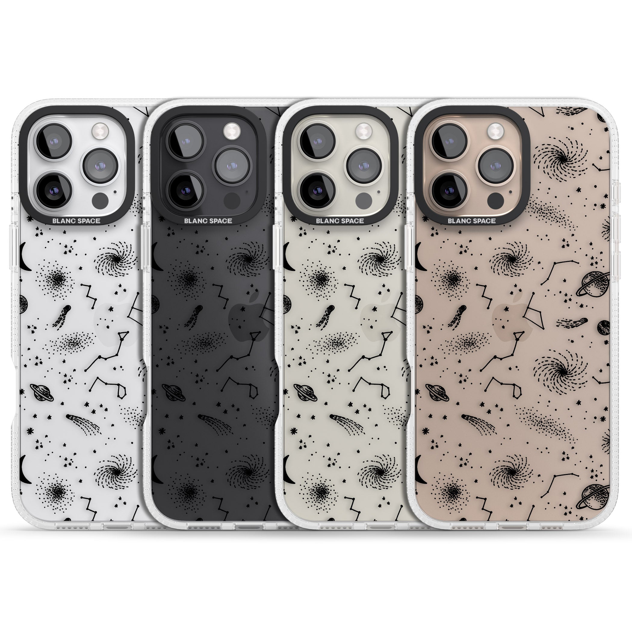 Mixed Galaxy Pattern iPhone 16 Pro Max / 16 Pro Clear Case Impact Air - Blanc Space