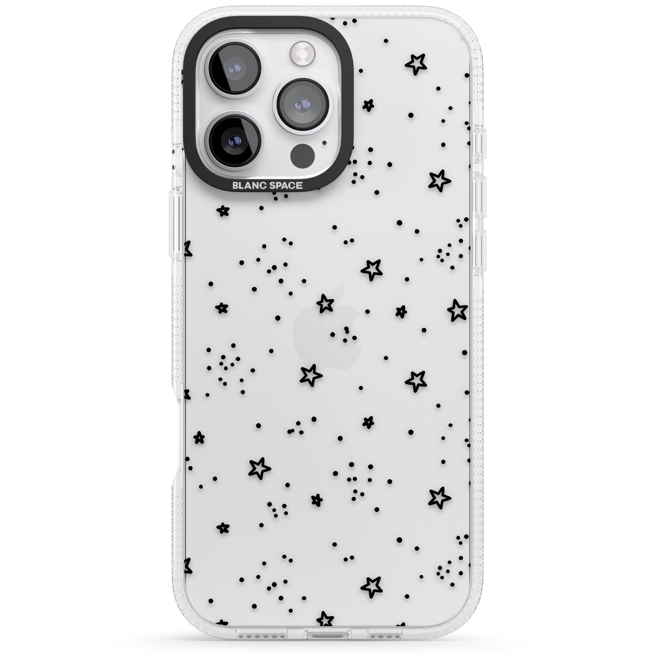 Star Outlines iPhone 16 Pro Max / 16 Pro Clear Case Impact Air - Blanc Space