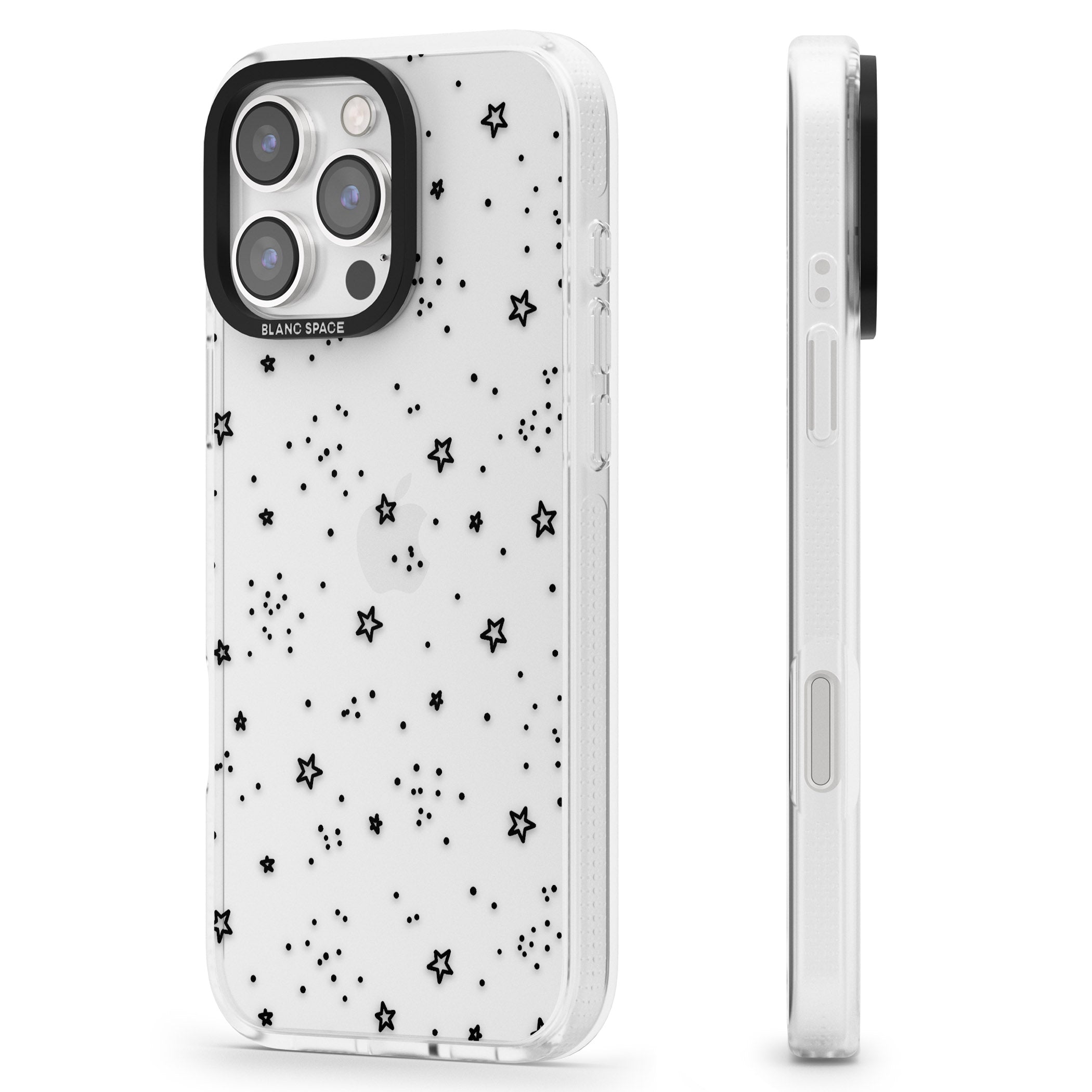 Star Outlines iPhone 16 Pro Max / 16 Pro Clear Case Impact Air - Blanc Space