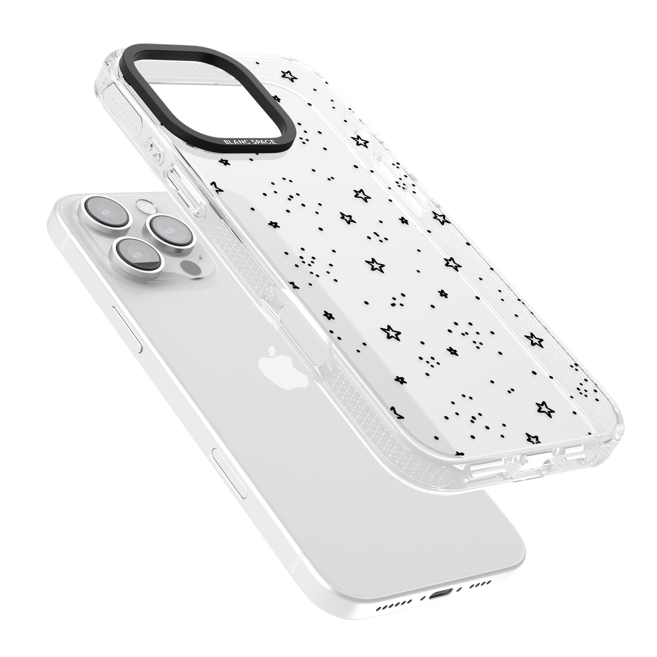 Star Outlines iPhone 16 Pro Max / 16 Pro Clear Case Impact Air - Blanc Space