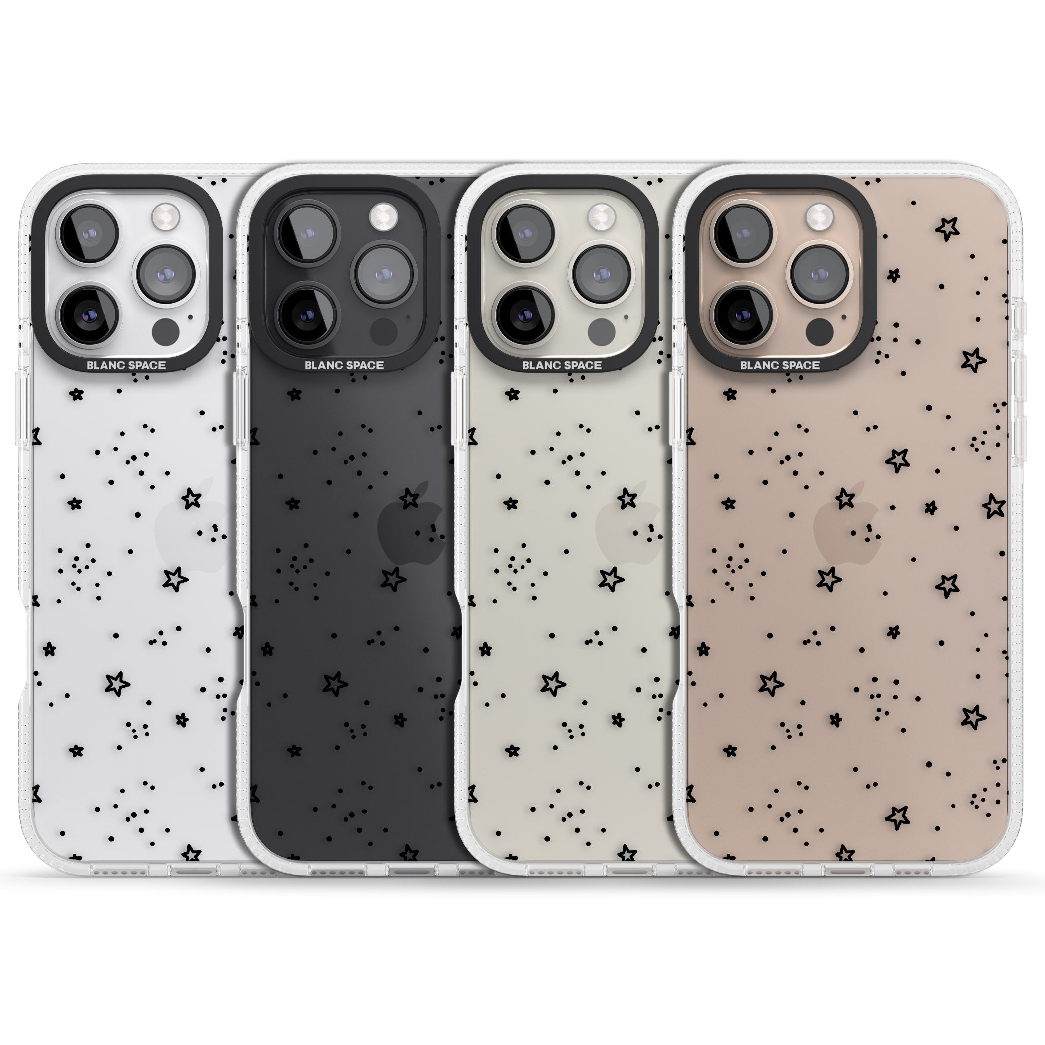 Star Outlines iPhone 16 Pro Max / 16 Pro Clear Case Impact Air - Blanc Space