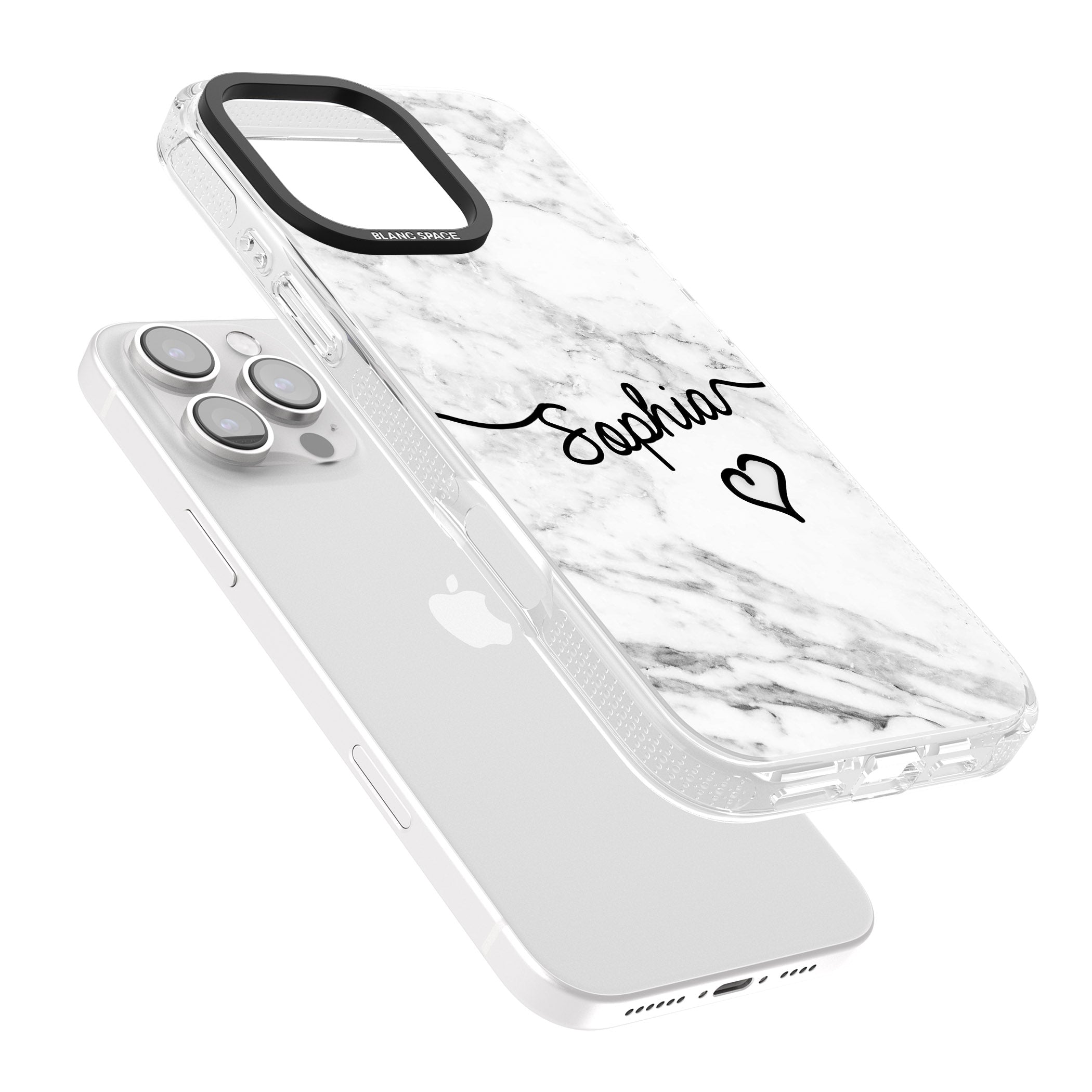White Marble iPhone 16 Pro Max / 16 Pro Clear Case Impact Air - Blanc Space