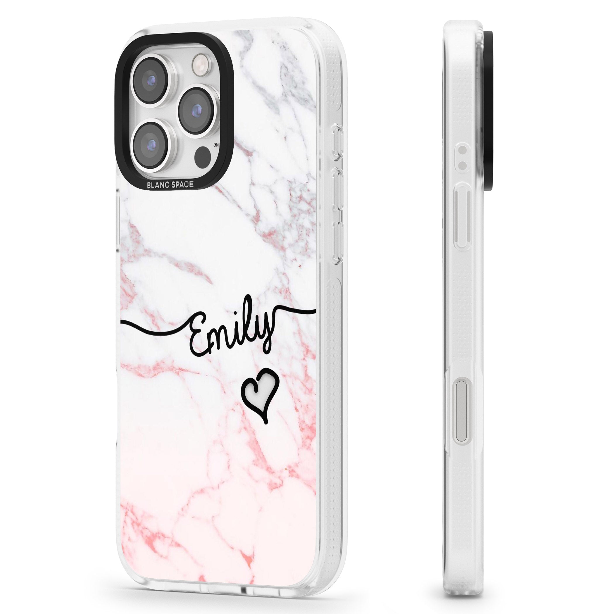 Pink Fade Marble iPhone 16 Pro Max / 16 Pro Clear Case Impact Air - Blanc Space