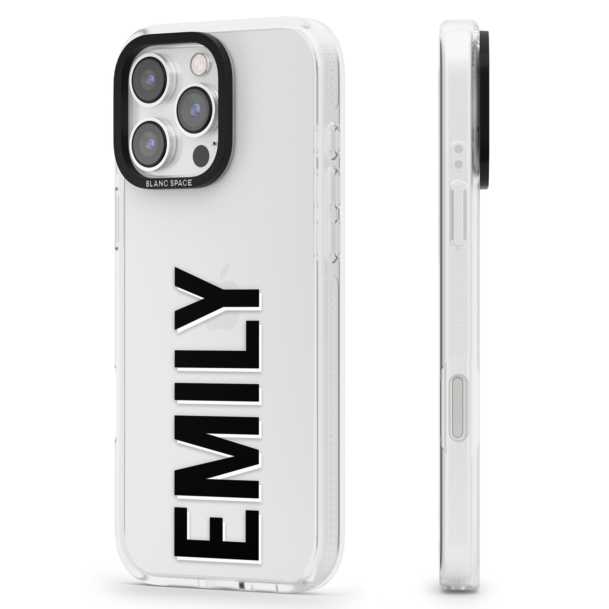 Personalised Clear Text 3A iPhone 16 Pro Max / 16 Pro Clear Case Impact Air - Blanc Space