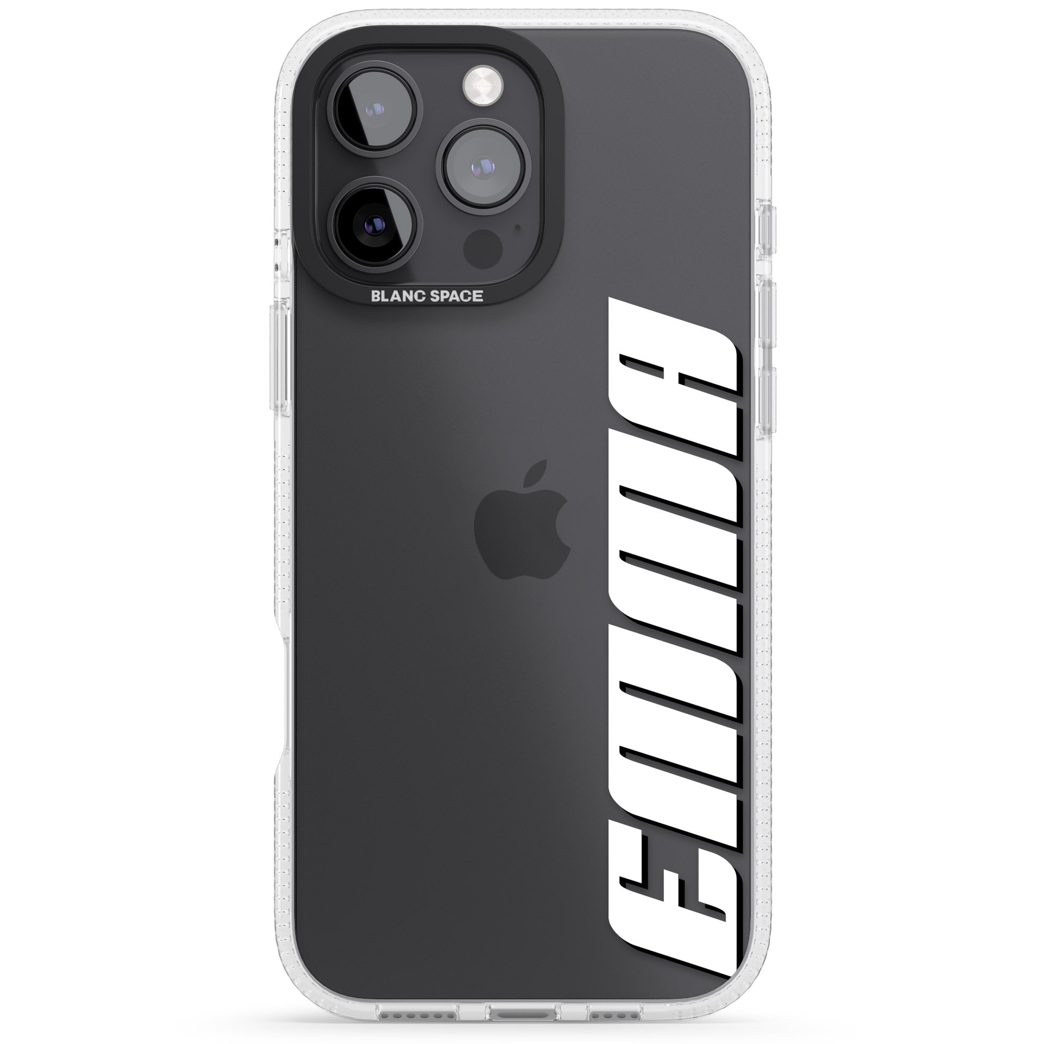 Personalised Clear Text 4B iPhone 16 Pro Max / 16 Pro Clear Case Impact Air - Blanc Space