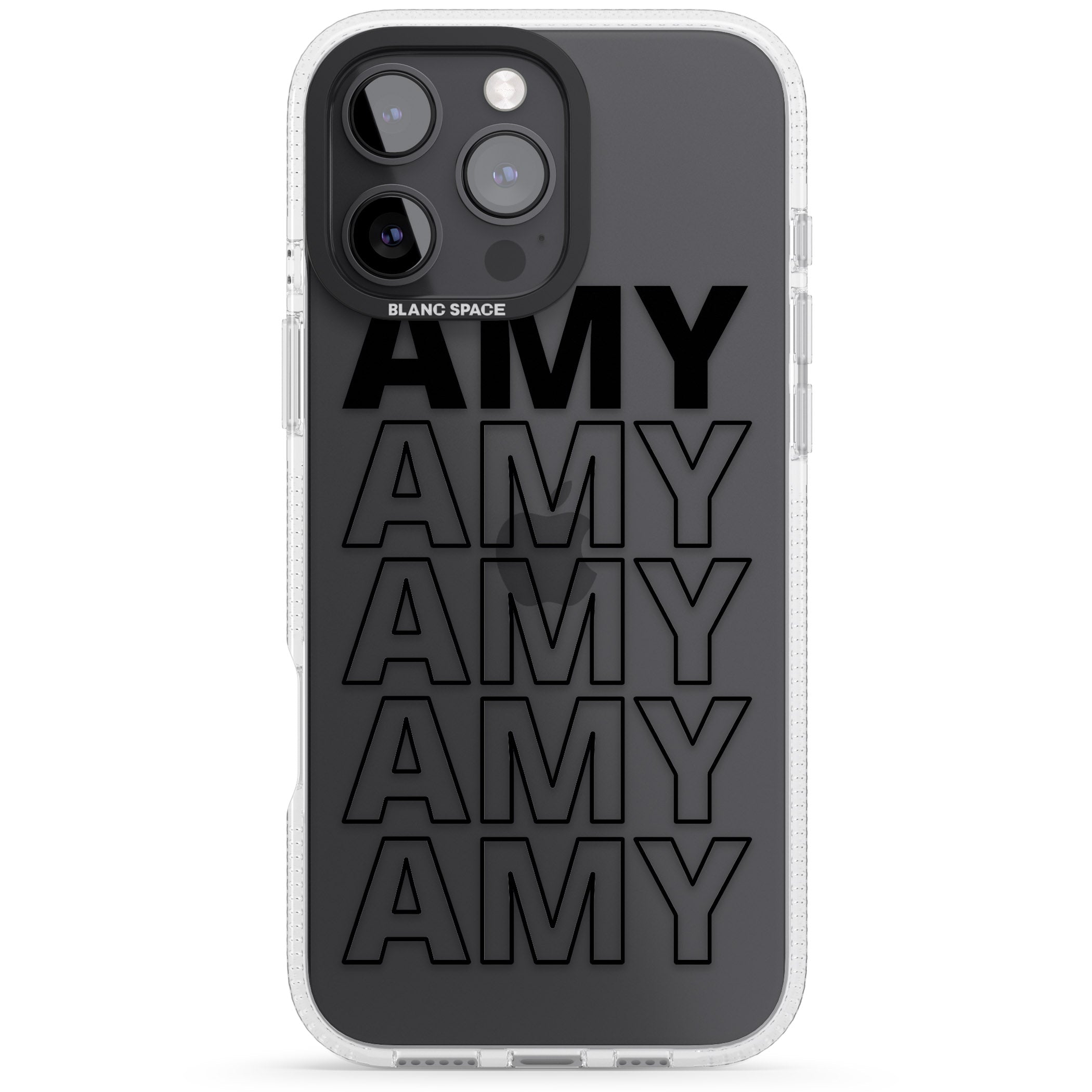 Personalised Clear Text 5A iPhone 16 Pro Max / 16 Pro Clear Case Impact Air - Blanc Space