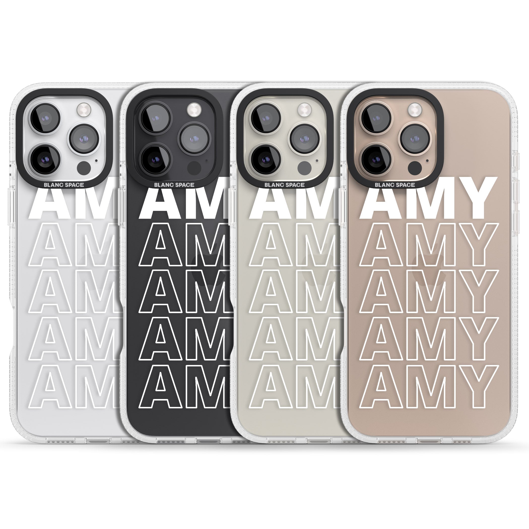 Personalised Clear Text 5C iPhone 16 Pro Max / 16 Pro Clear Case Impact Air - Blanc Space