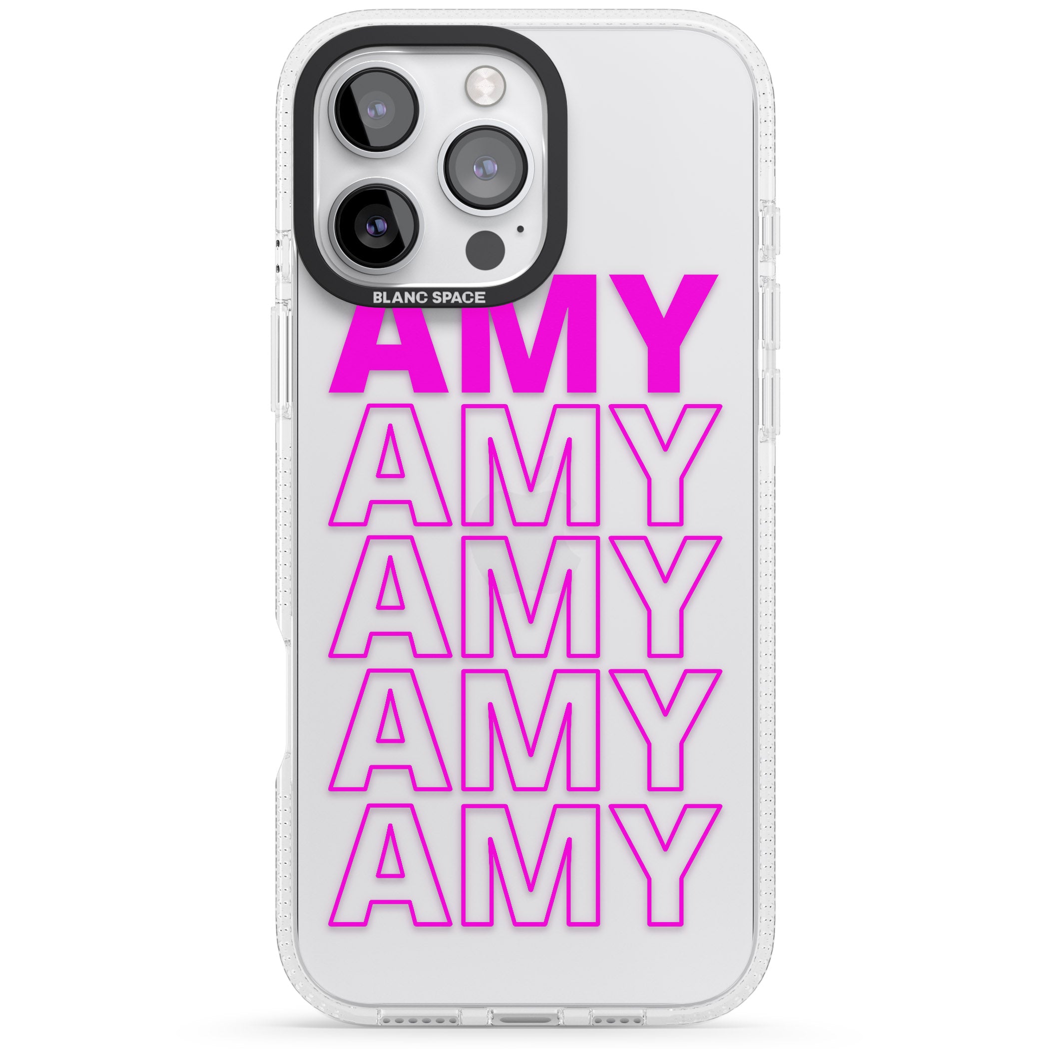 Personalised Clear Text 5D iPhone 16 Pro Max / 16 Pro Clear Case Impact Air - Blanc Space