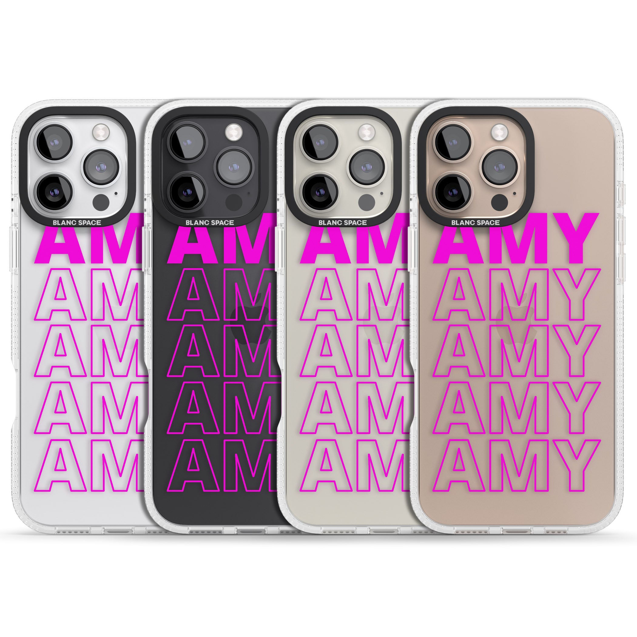 Personalised Clear Text 5D iPhone 16 Pro Max / 16 Pro Clear Case Impact Air - Blanc Space