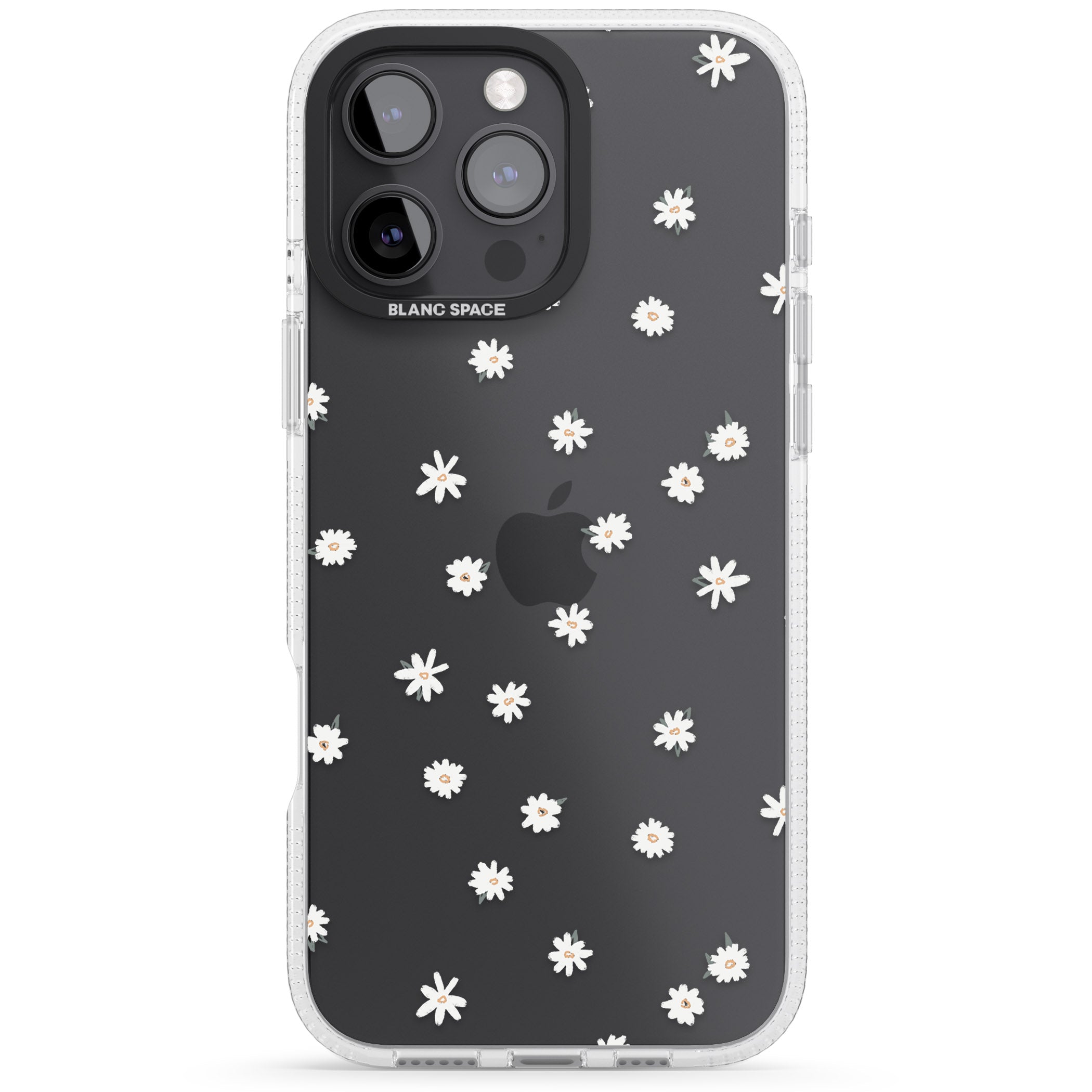 Painted Daises on Transparent iPhone 16 Pro Max / 16 Pro Clear Case Impact Air - Blanc Space