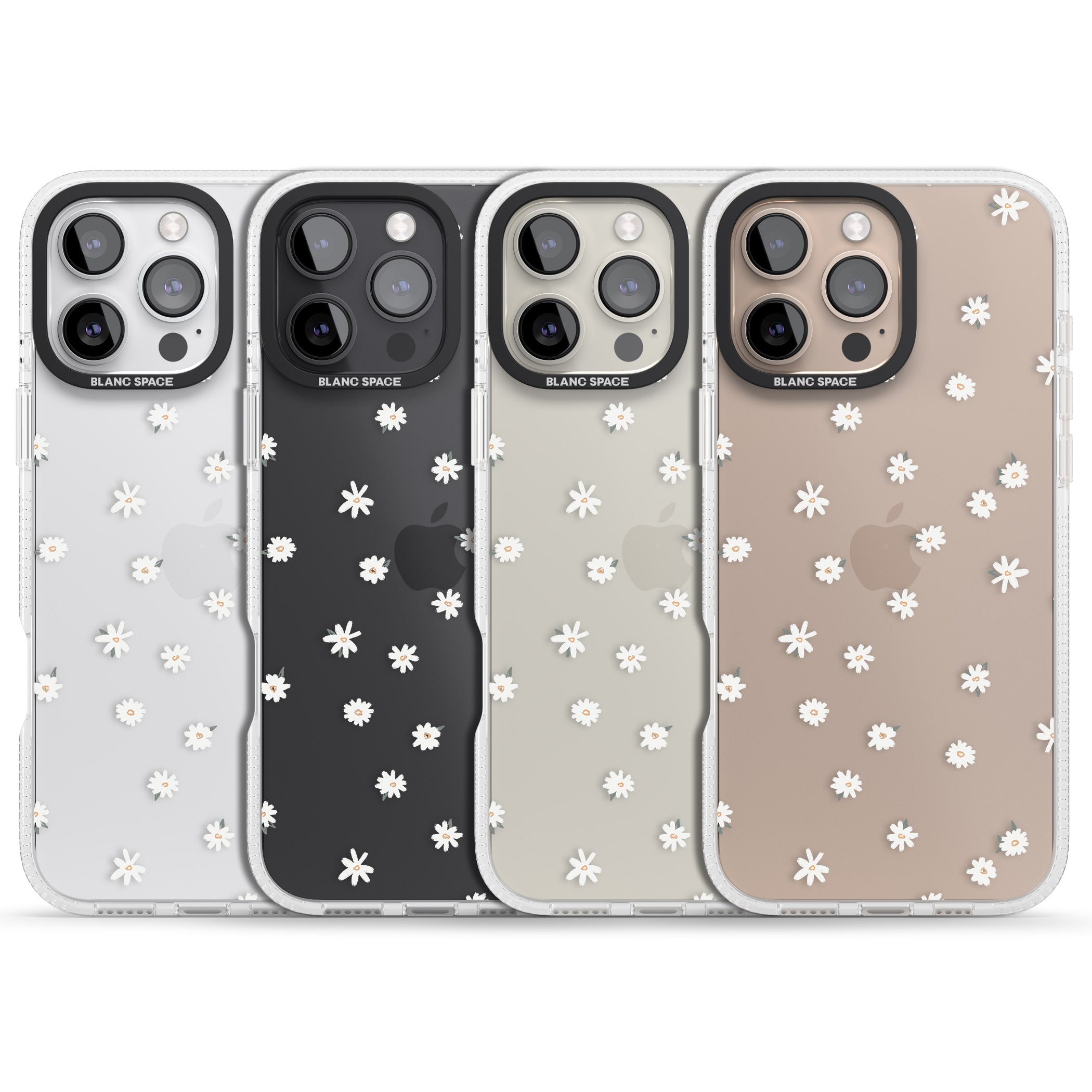 Painted Daises on Transparent iPhone 16 Pro Max / 16 Pro Clear Case Impact Air - Blanc Space