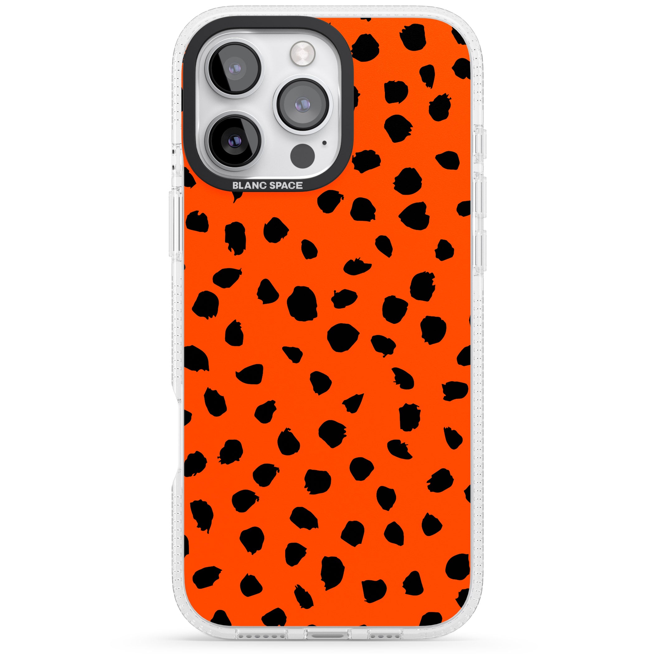 Black & Bright Red Dalmatian Polka Dot Spots iPhone 16 Pro Max / 16 Pro Clear Case Impact Air - Blanc Space