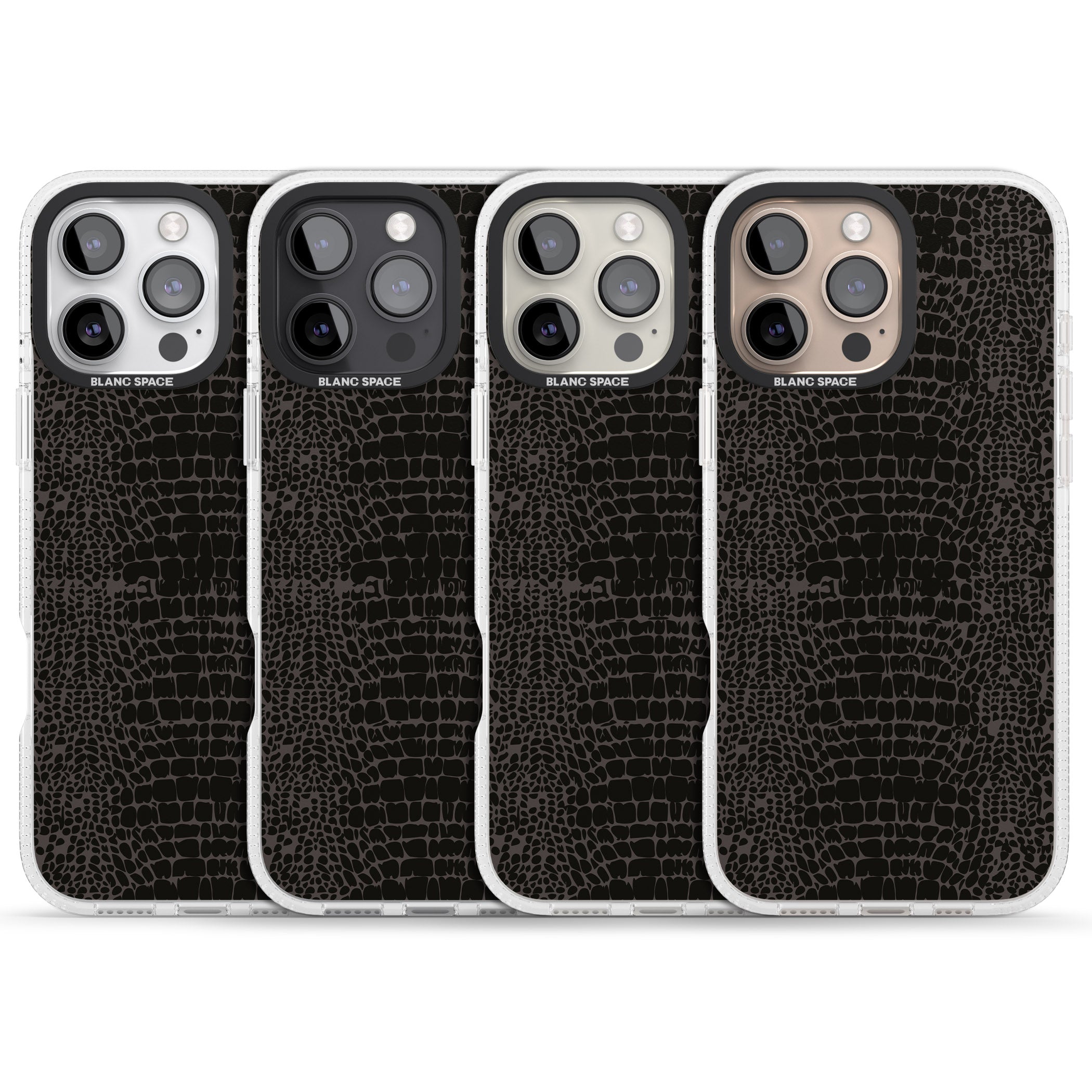 Dark Animal Print Pattern Snake Skin iPhone 16 Pro Max / 16 Pro Clear Case Impact Air - Blanc Space