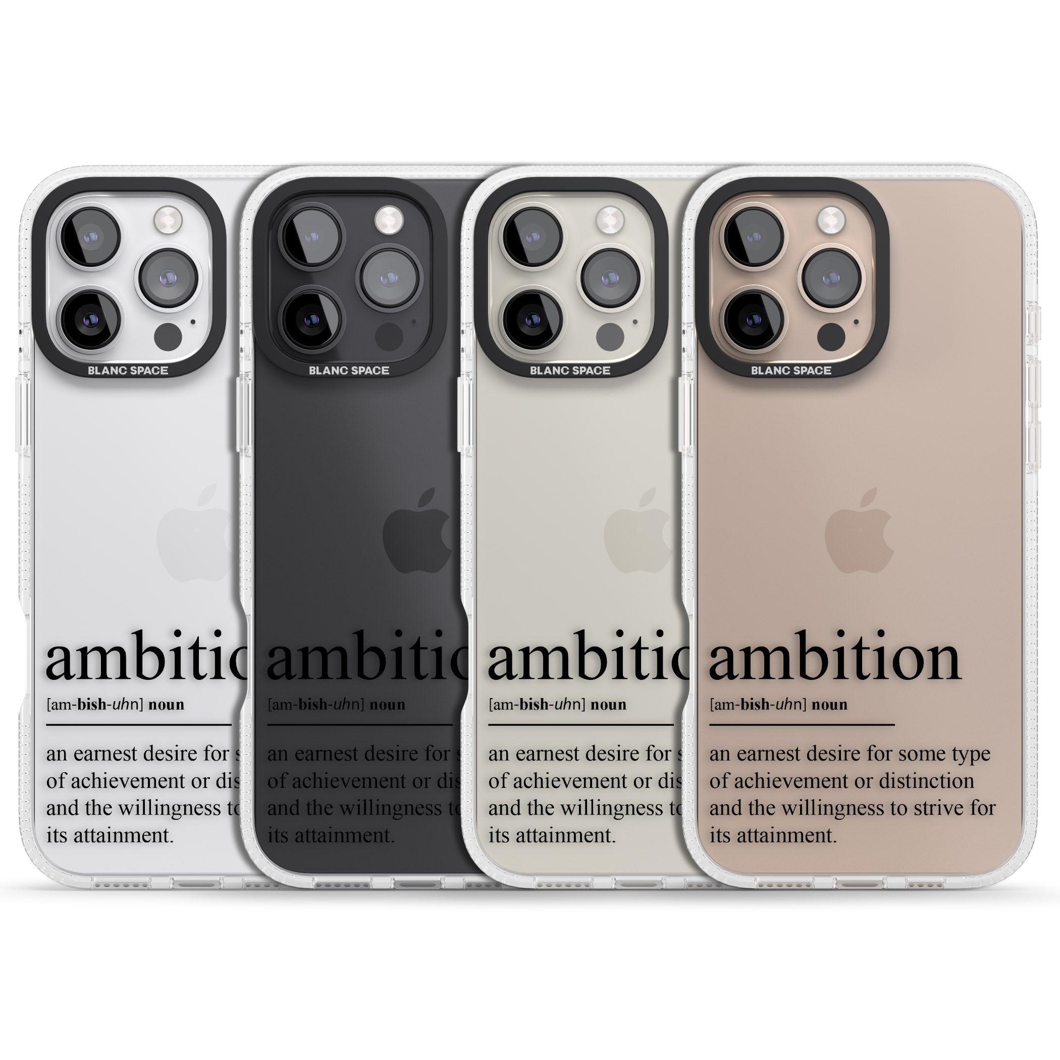 Ambition iPhone 16 Pro Max / 16 Pro Clear Case Impact Air - Blanc Space