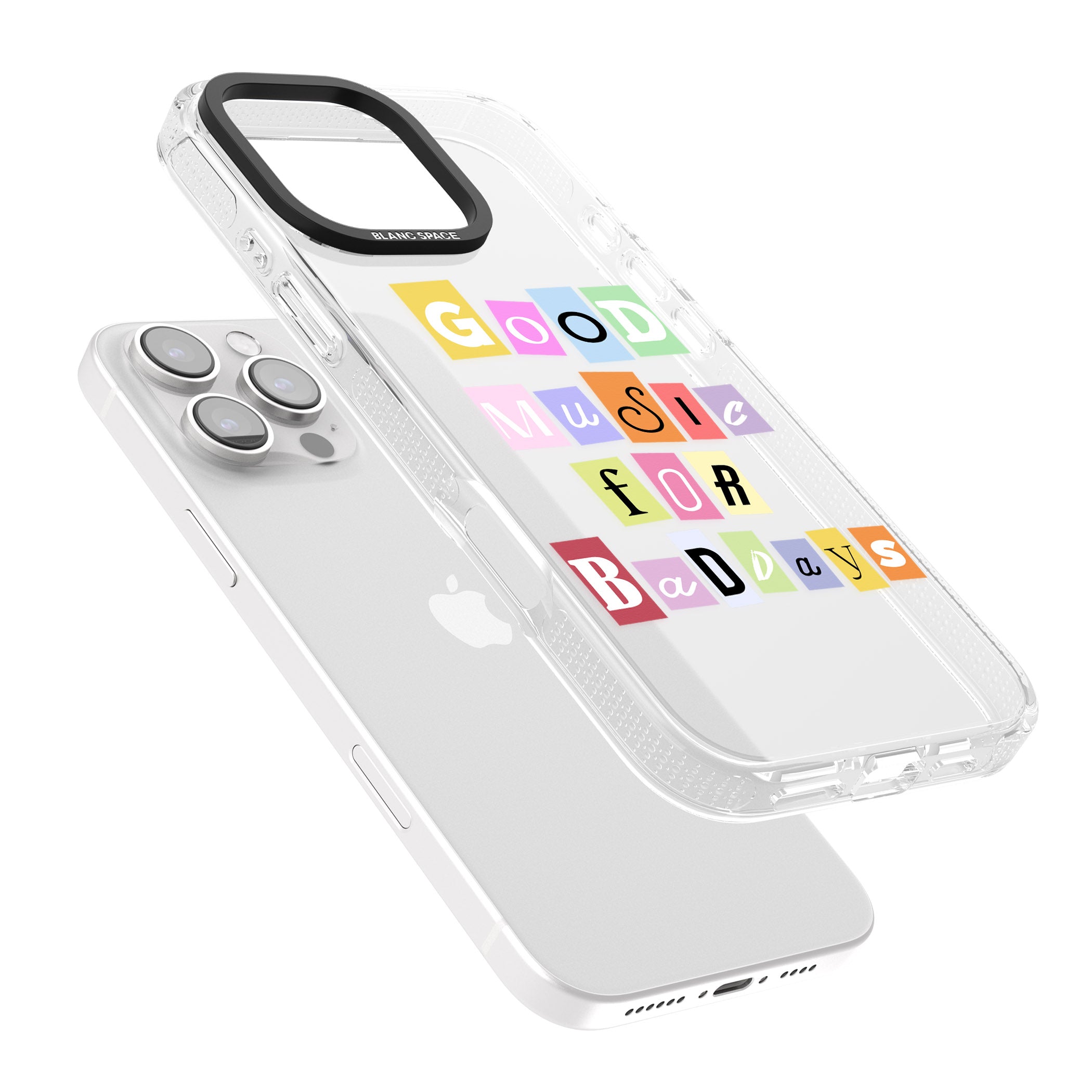 Good Music For Bad Days iPhone 16 Pro Max / 16 Pro Clear Case Impact Air - Blanc Space