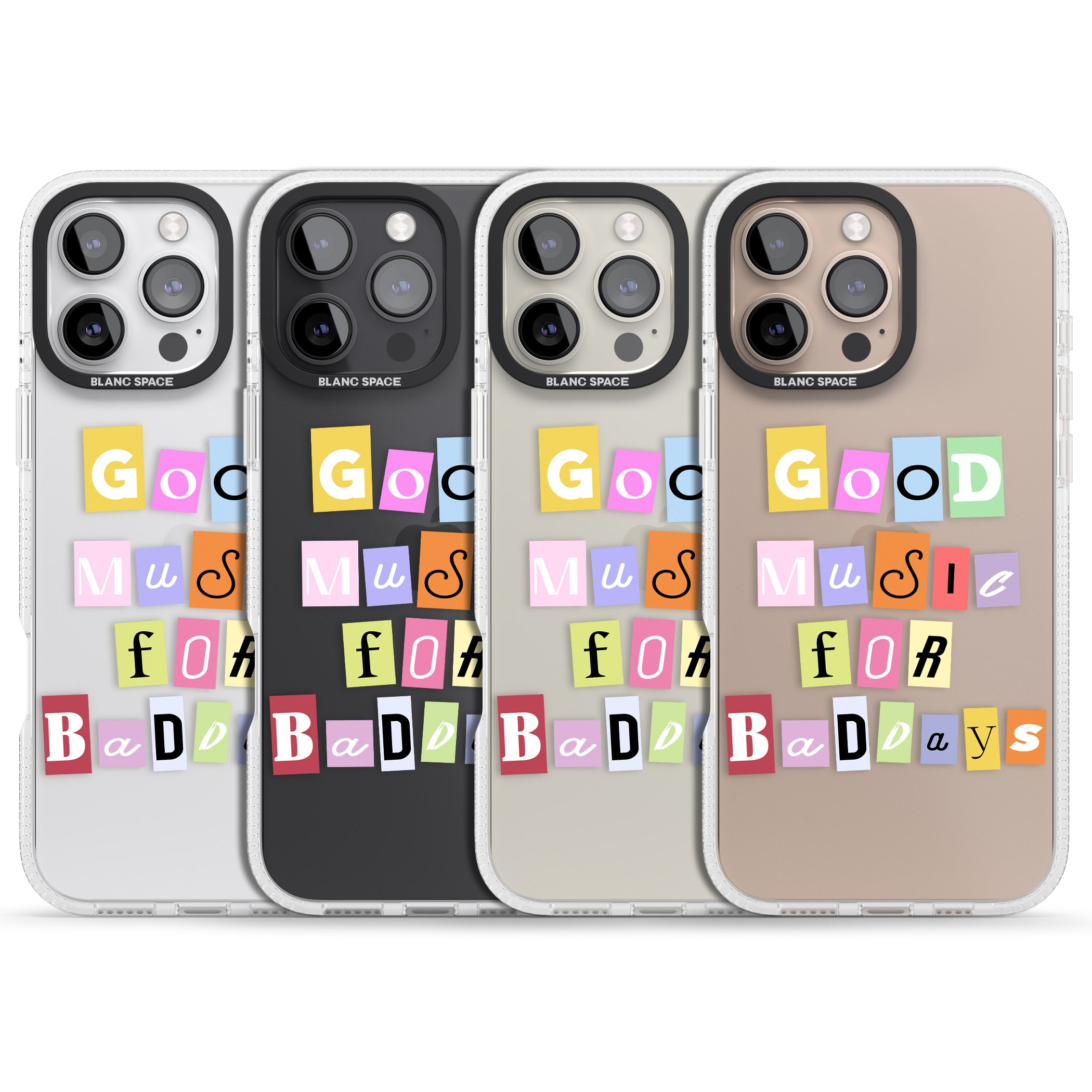 Good Music For Bad Days iPhone 16 Pro Max / 16 Pro Clear Case Impact Air - Blanc Space