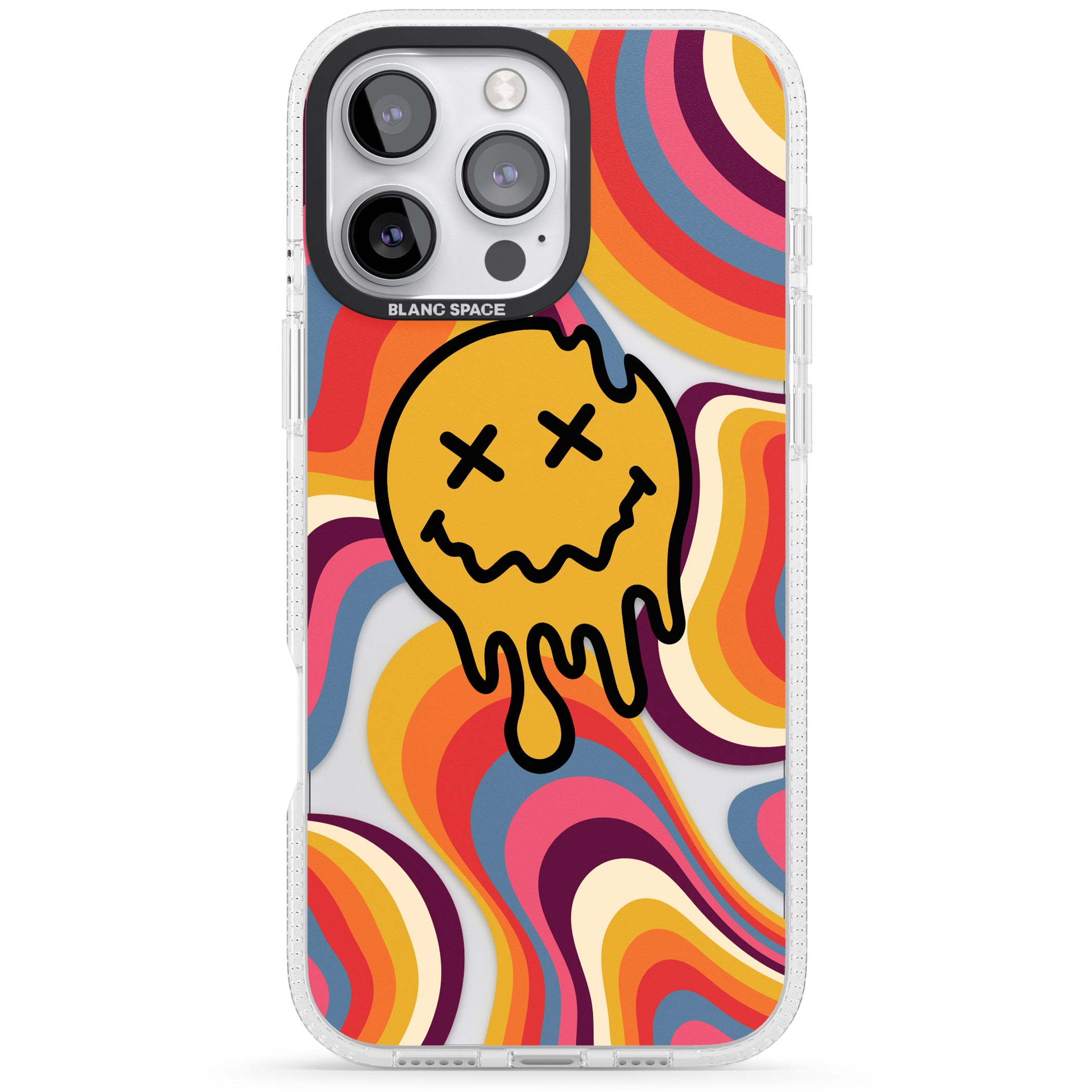 Trippy Face Melt iPhone 16 Pro Max / 16 Pro Clear Case Impact Air - Blanc Space