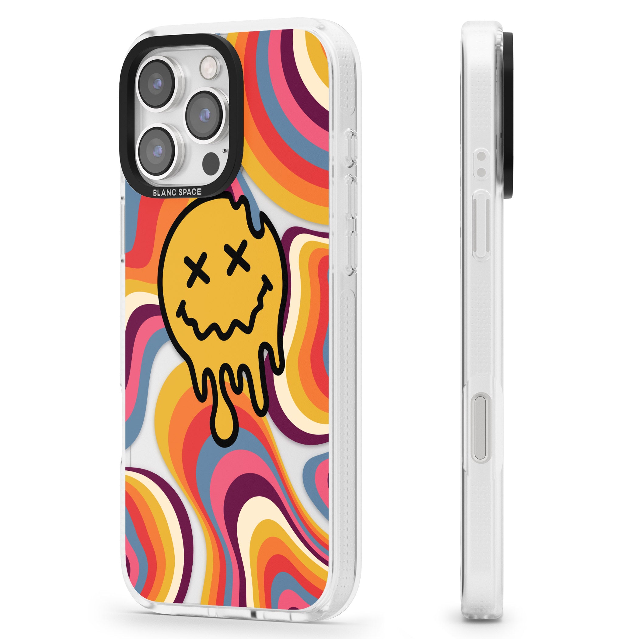 Trippy Face Melt iPhone 16 Pro Max / 16 Pro Clear Case Impact Air - Blanc Space